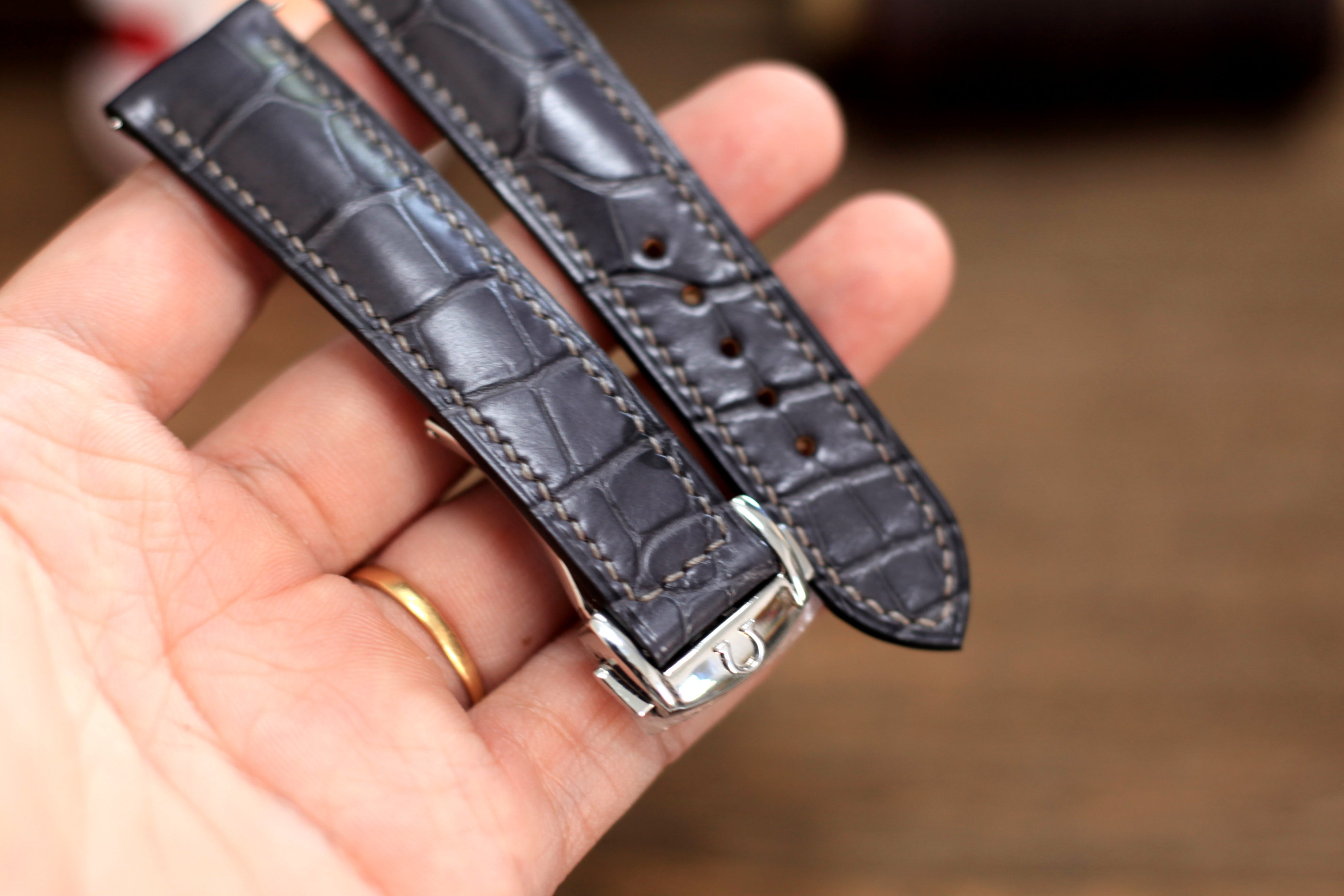 Handmade Grey Alligator Omega Watch Strap