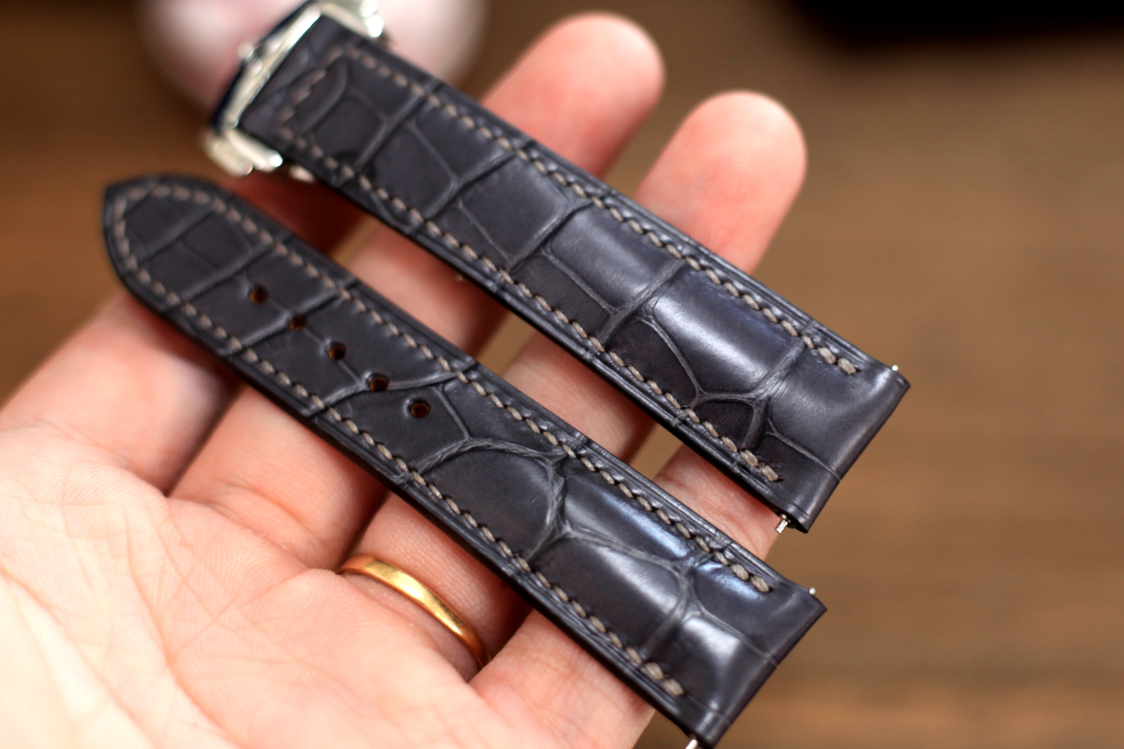 Handmade Grey Alligator Omega Watch Strap