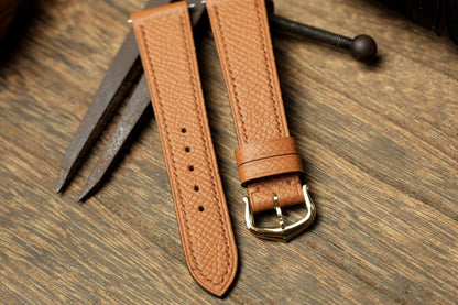 Gold Brown Epsom Leather Cartier Watch Strap