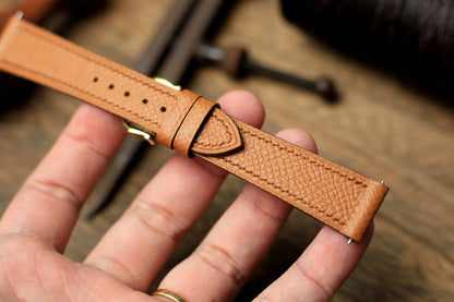 Gold Brown Epsom Leather Cartier Watch Strap