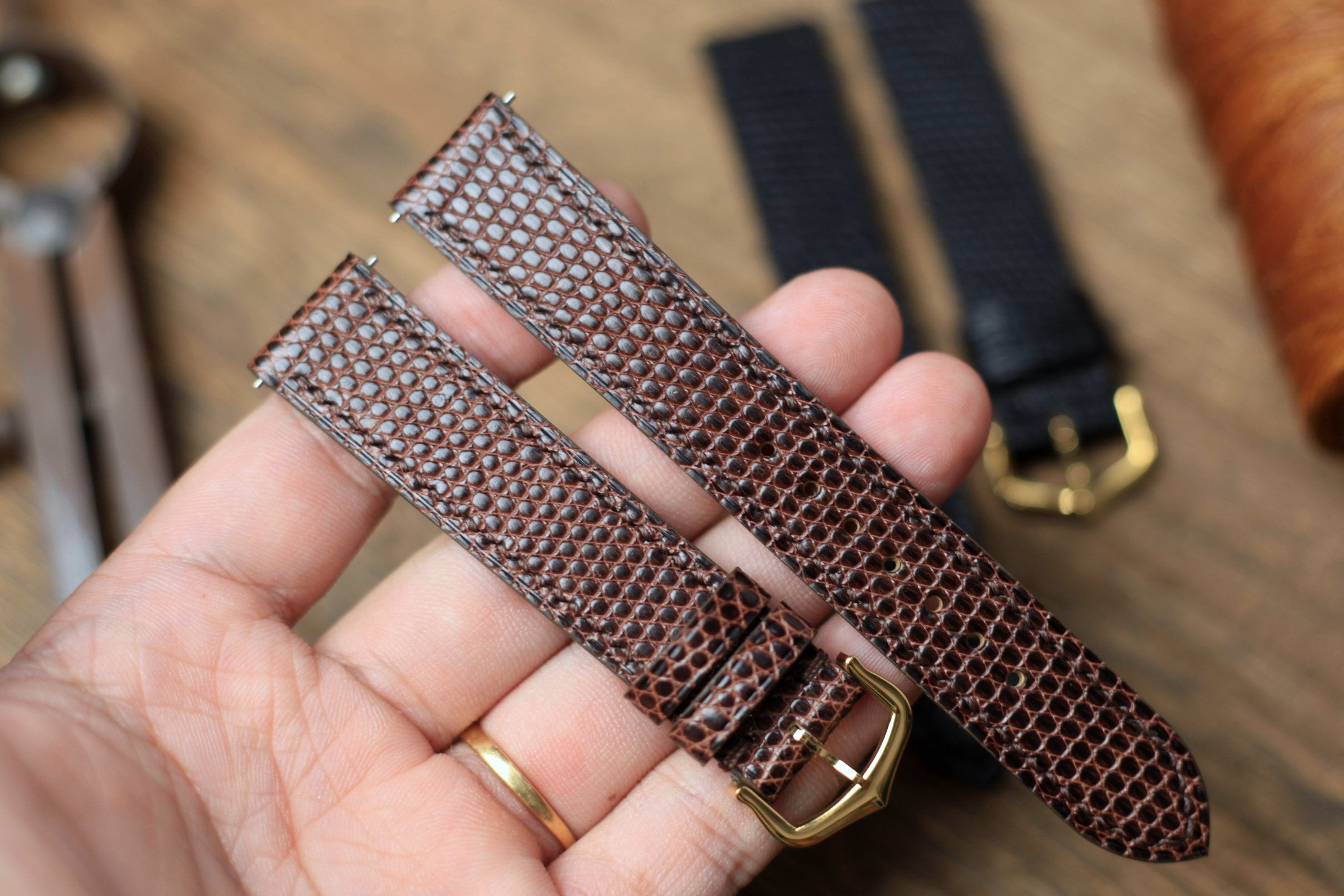 Dark Brown Lizard Leather Cartier Watch Strap