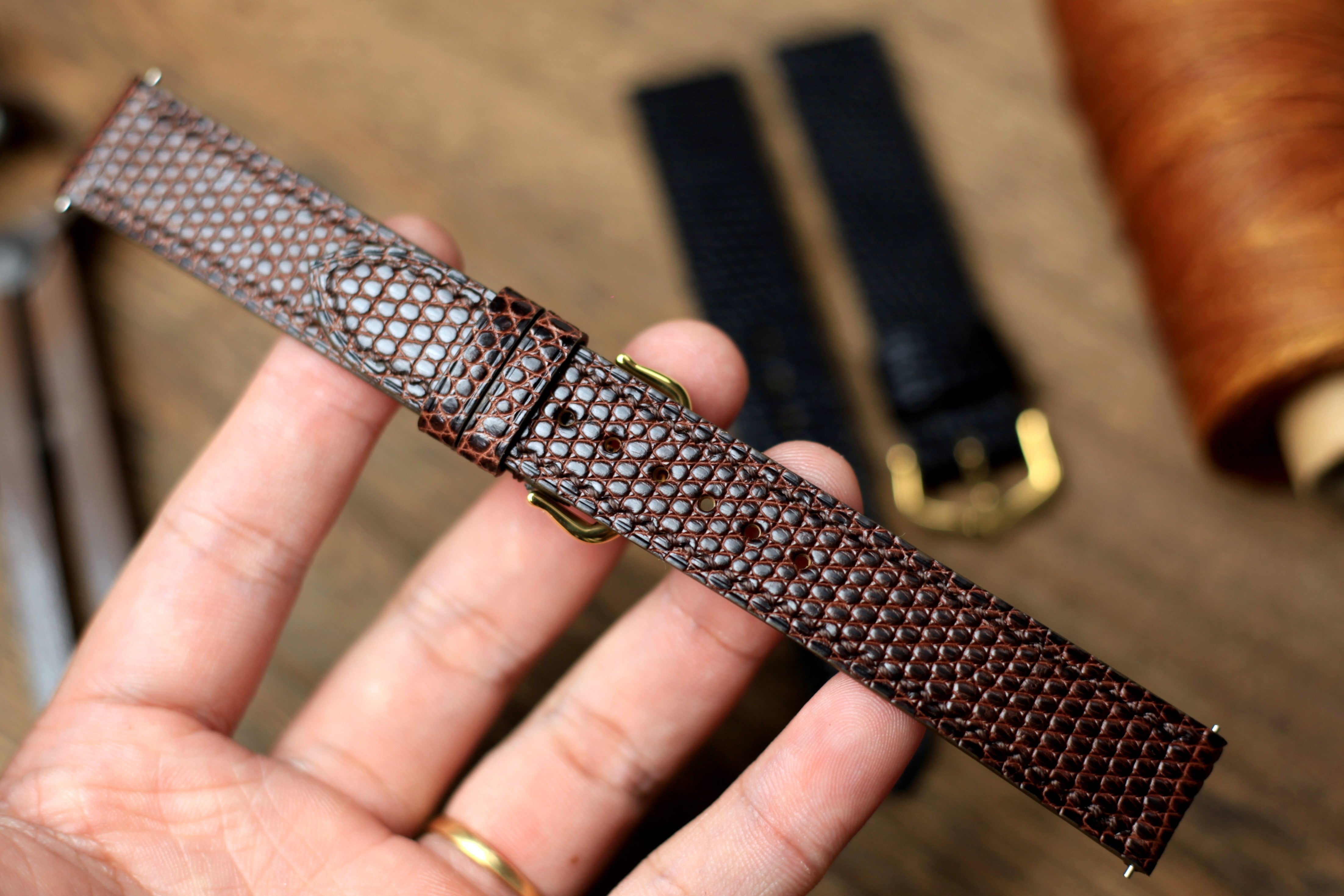 Dark Brown Lizard Leather Cartier Watch Strap