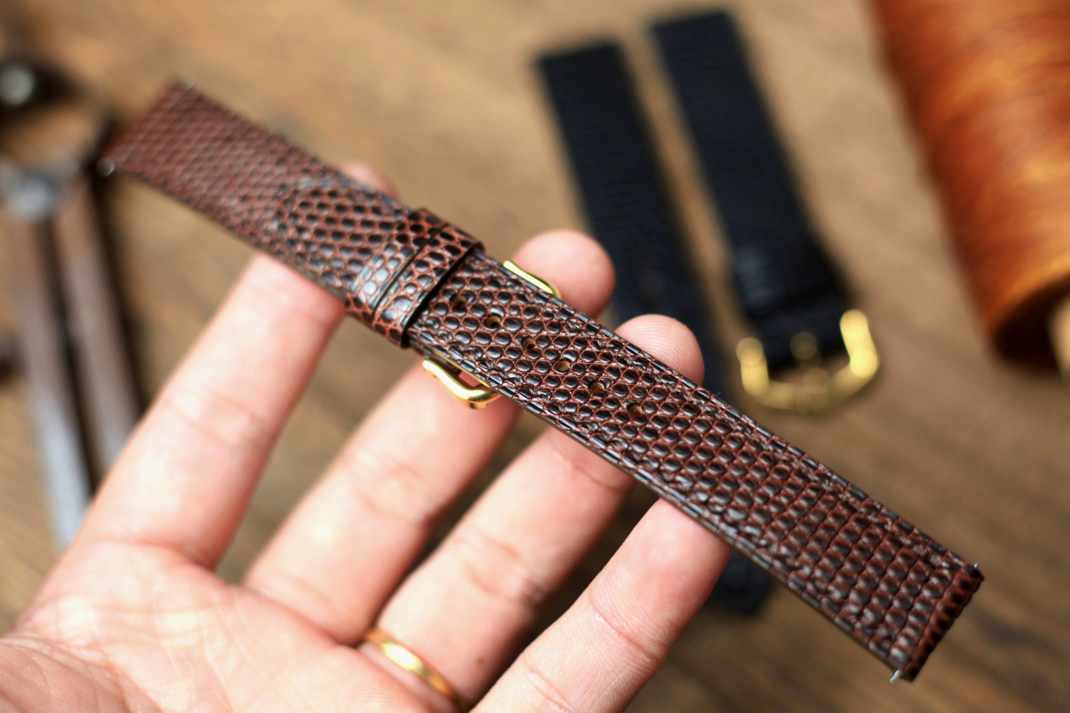 Dark Brown Lizard Leather Cartier Watch Strap