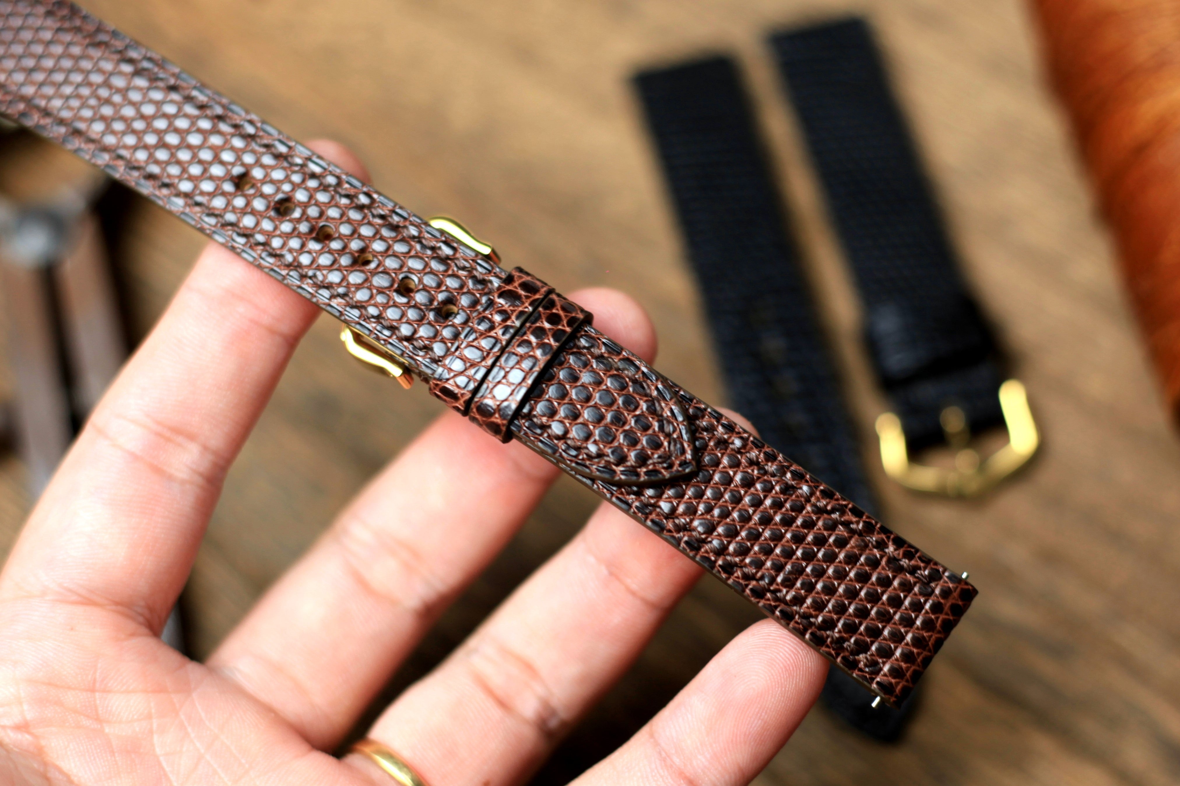 Dark Brown Lizard Leather Cartier Watch Strap