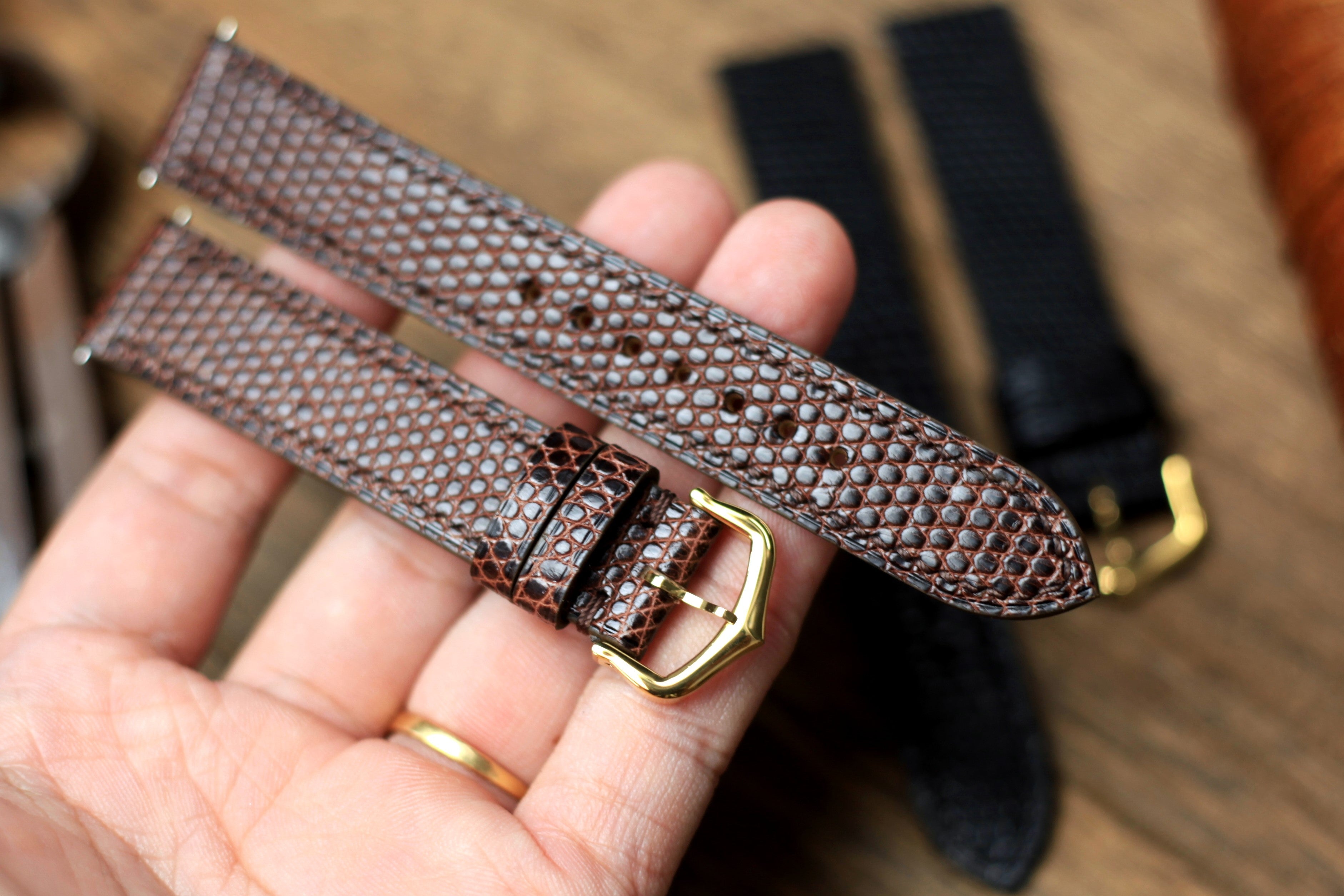 Dark Brown Lizard Leather Cartier Watch Strap
