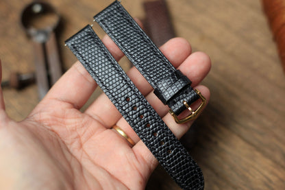 Black Lizard Leather Cartier Watch Strap