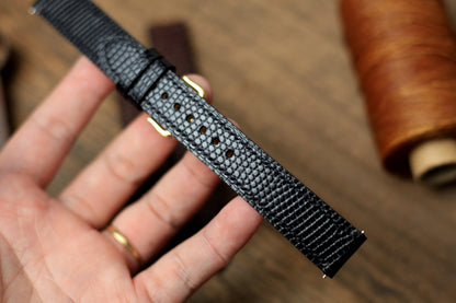 Black Lizard Leather Cartier Watch Strap
