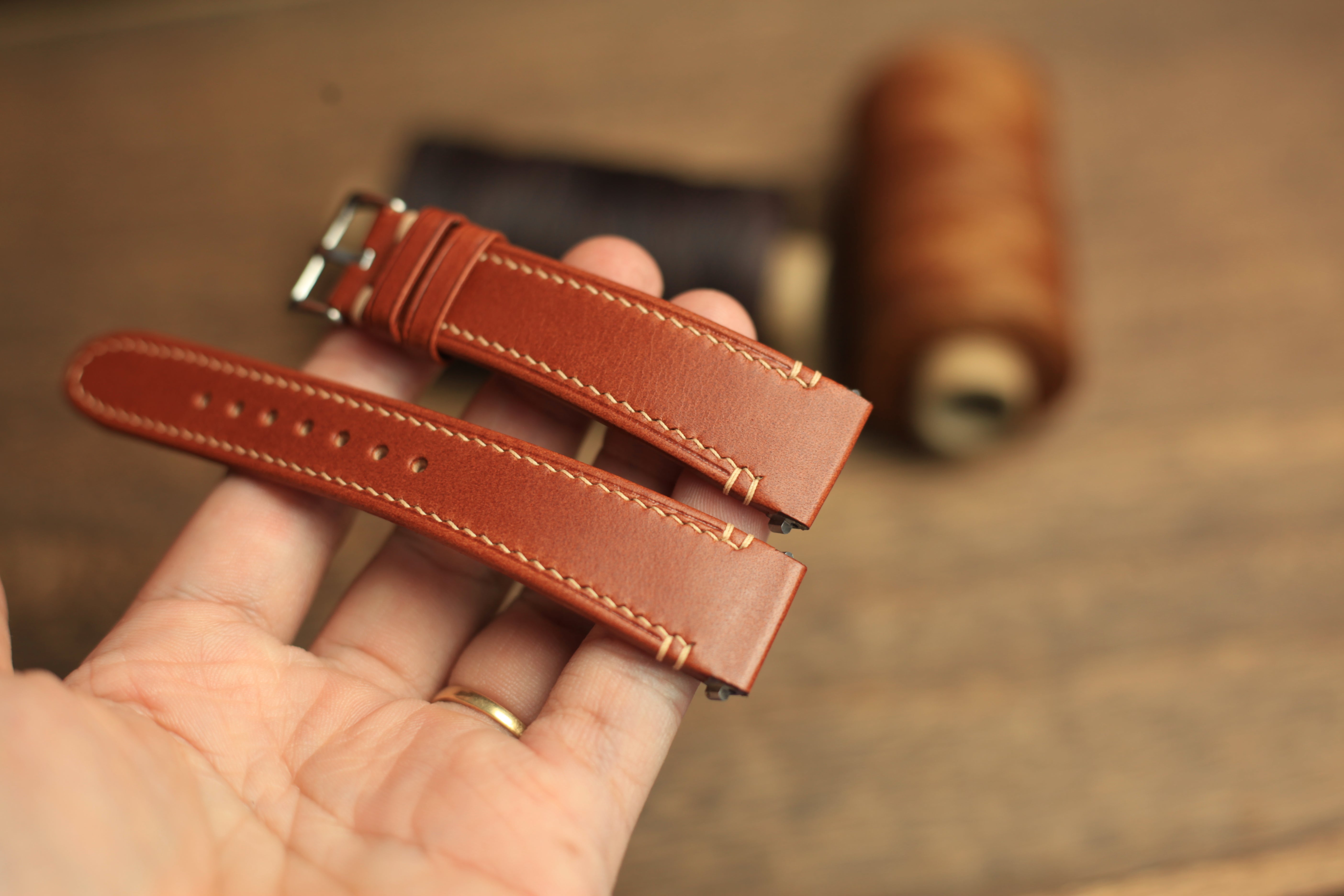 Cognac Buttero Leather Santos De Cartier Strap