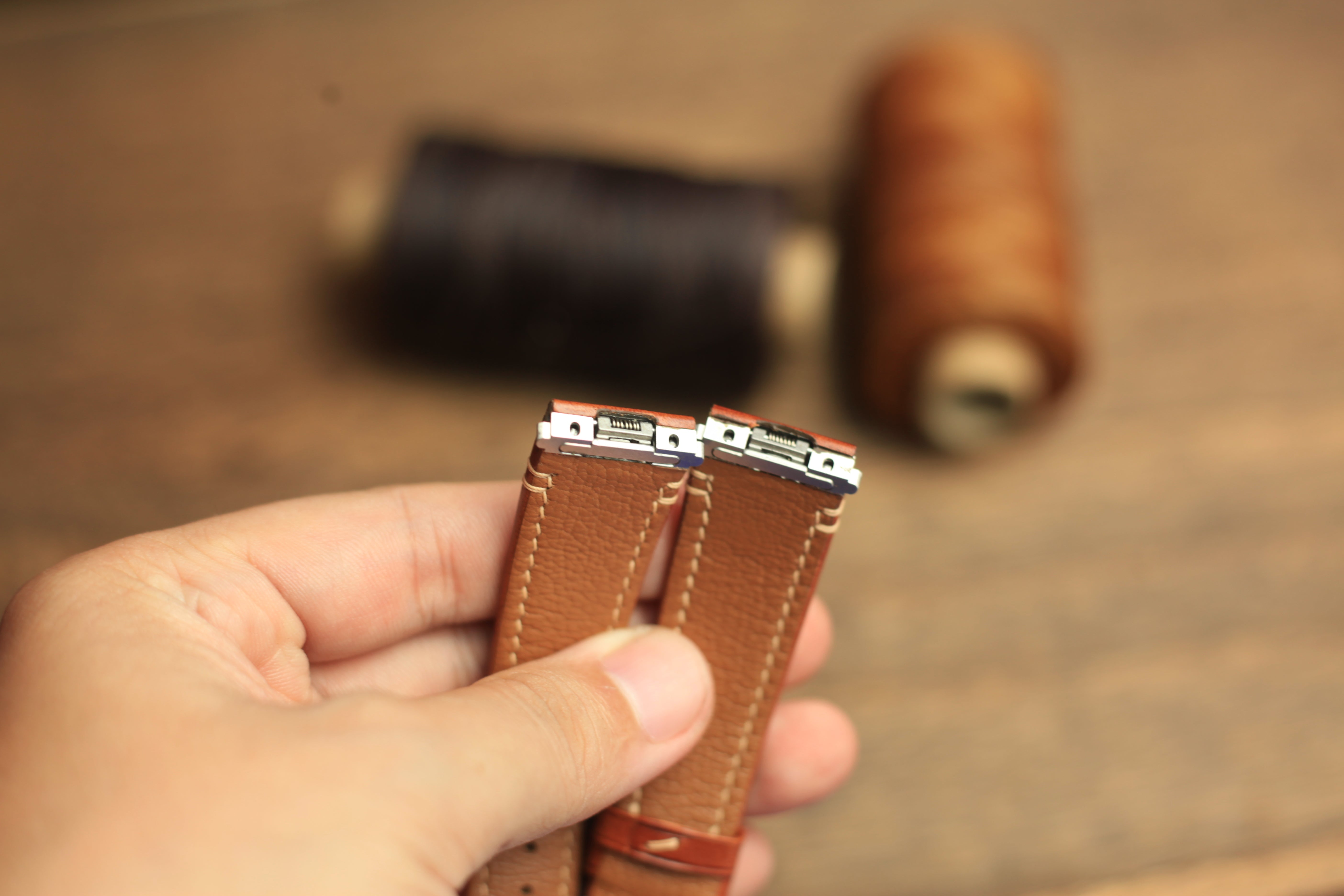 Cognac Buttero Leather Santos De Cartier Strap