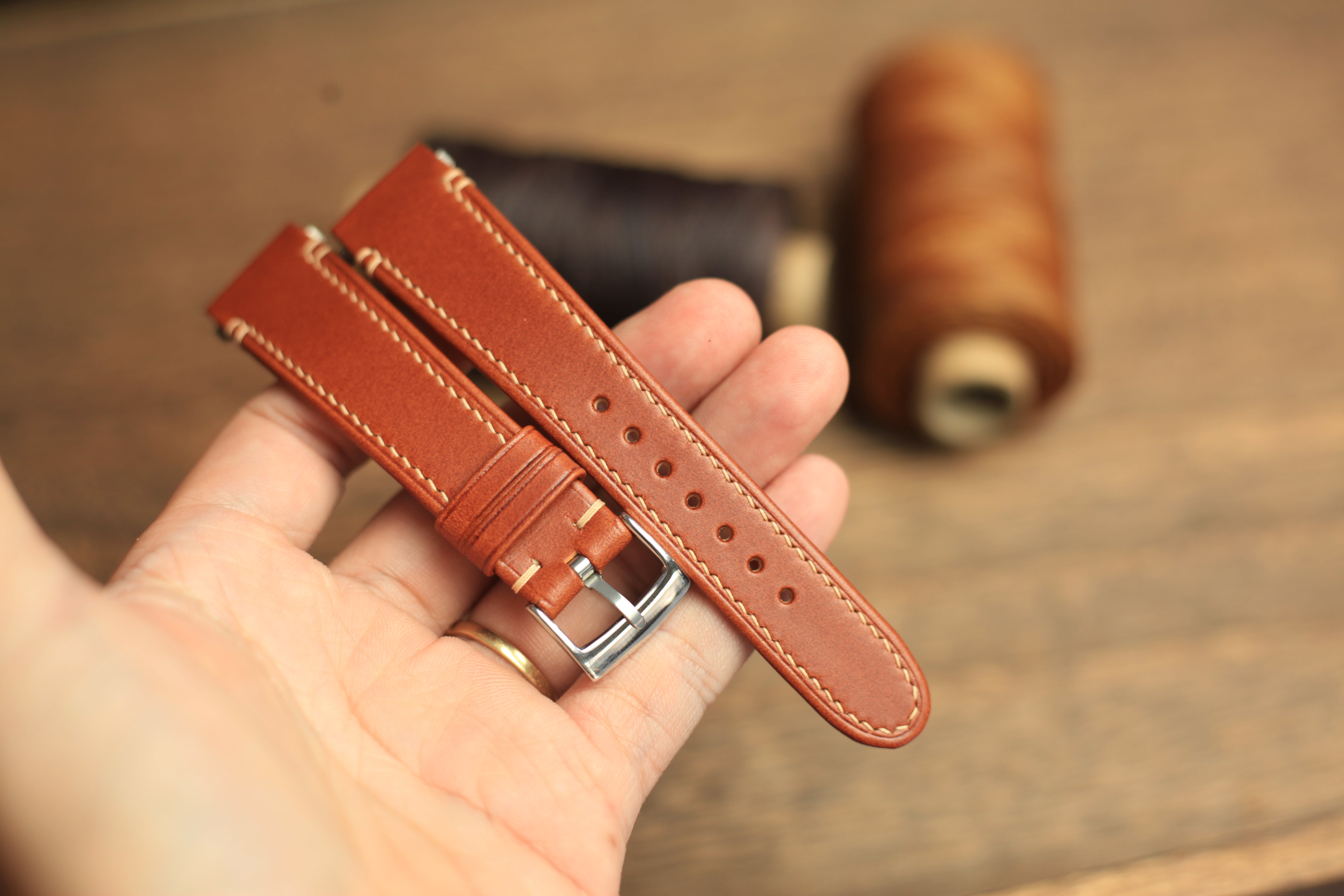 Cognac Buttero Leather Santos De Cartier Strap