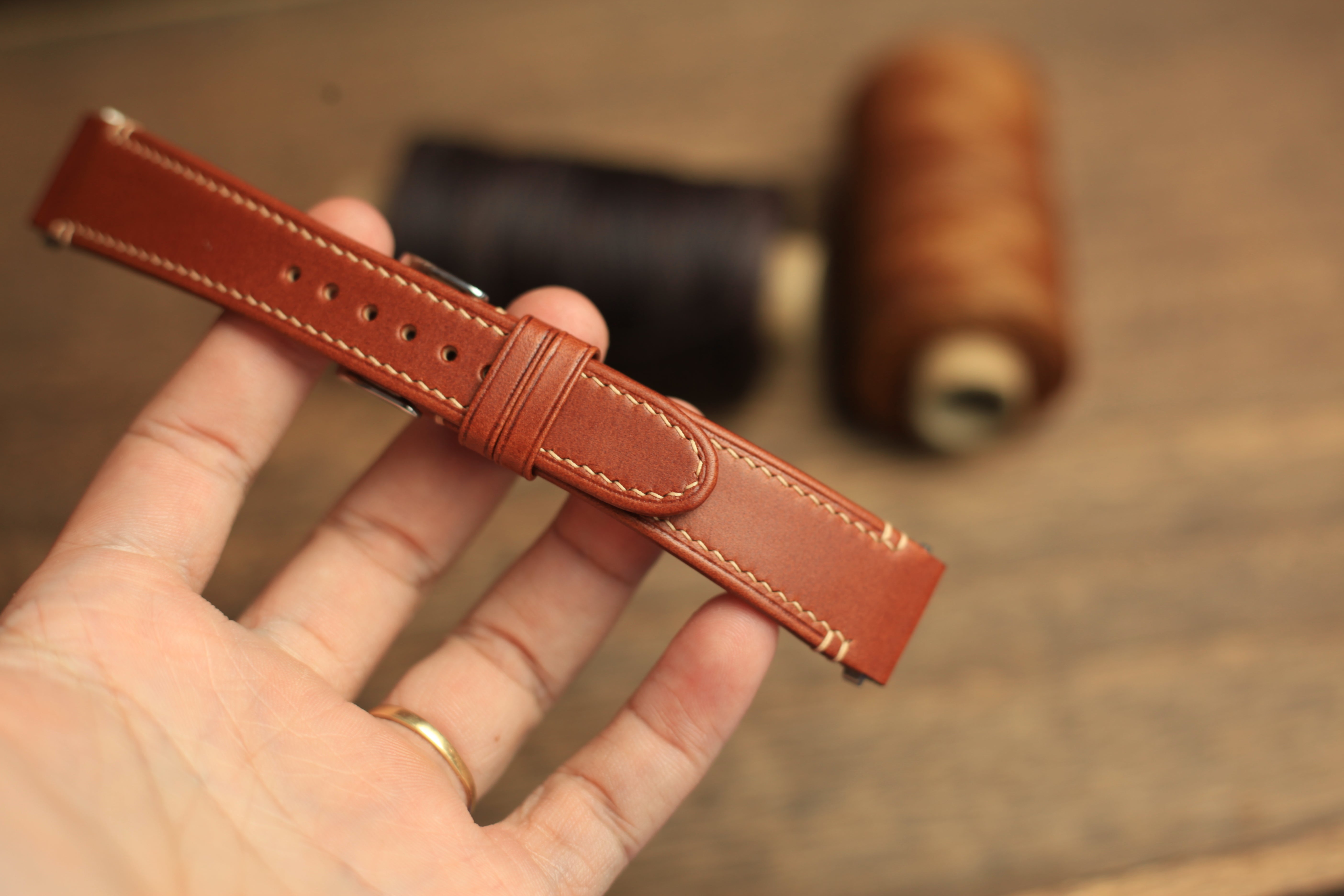 Cognac Buttero Leather Santos De Cartier Strap