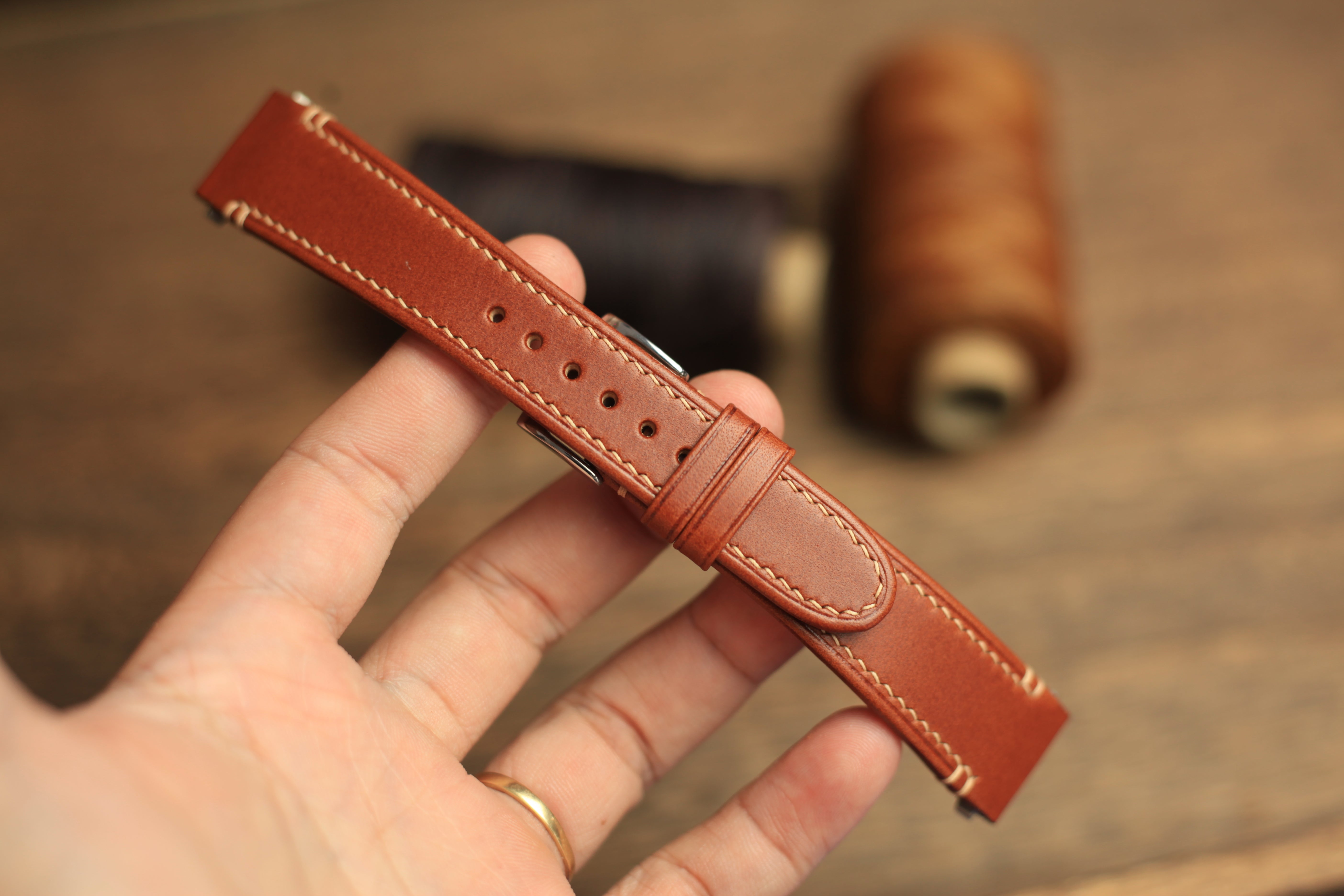 Cognac Buttero Leather Santos De Cartier Strap