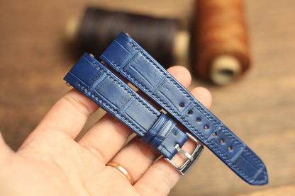 Blue Alligator Leather Santos De Cartier Watch Strap