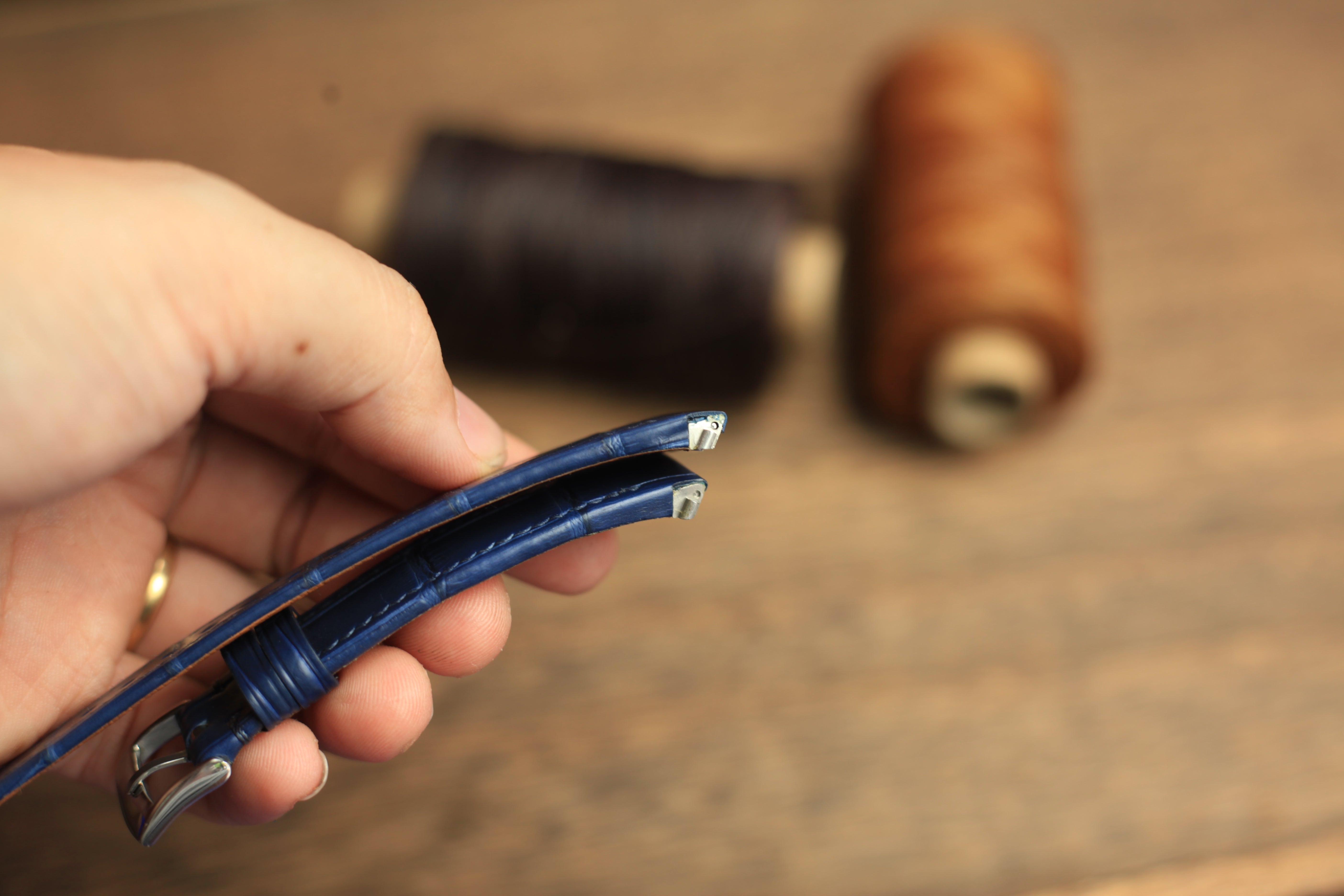 Blue Alligator Leather Santos De Cartier Watch Strap
