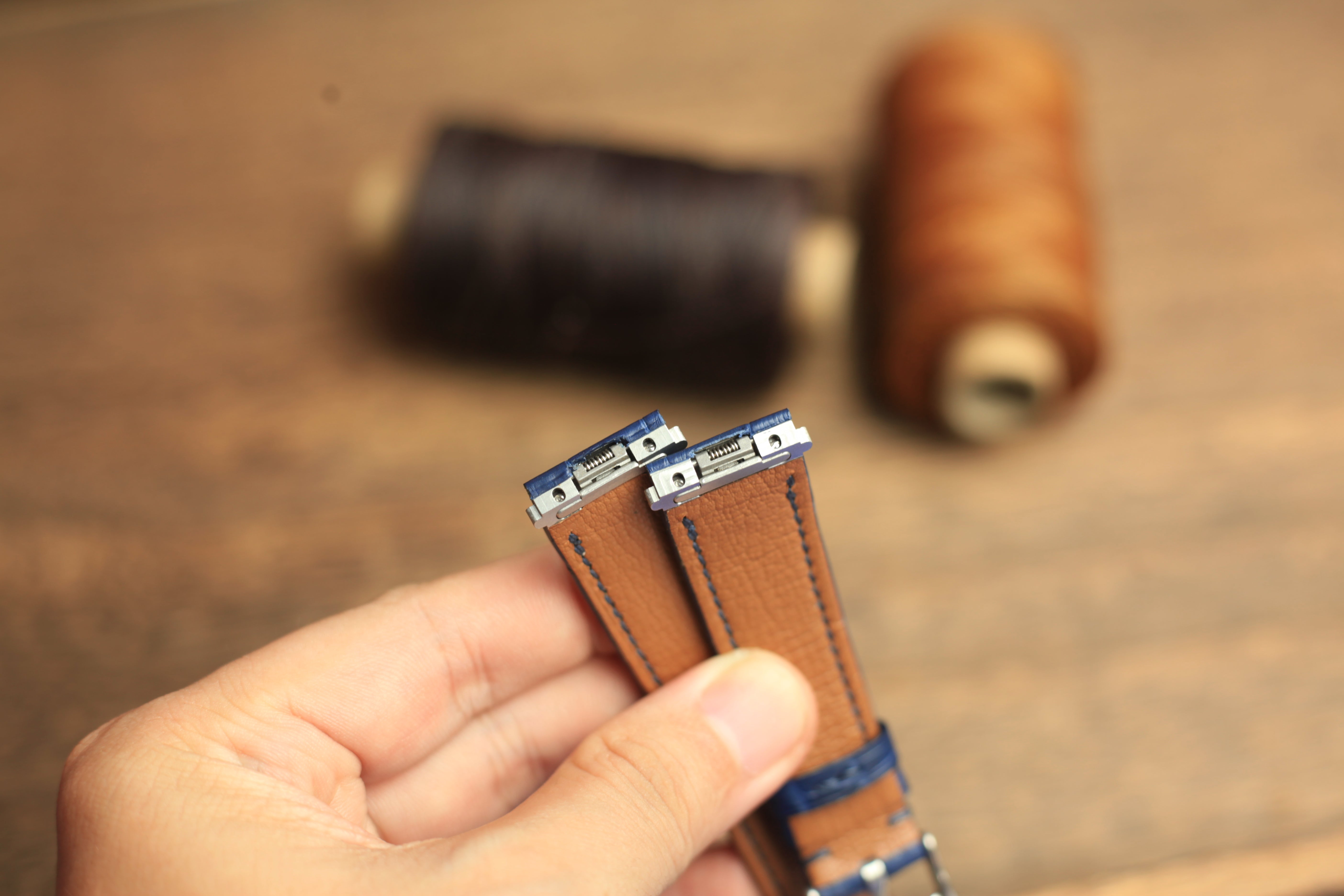 Blue Alligator Leather Santos De Cartier Watch Strap