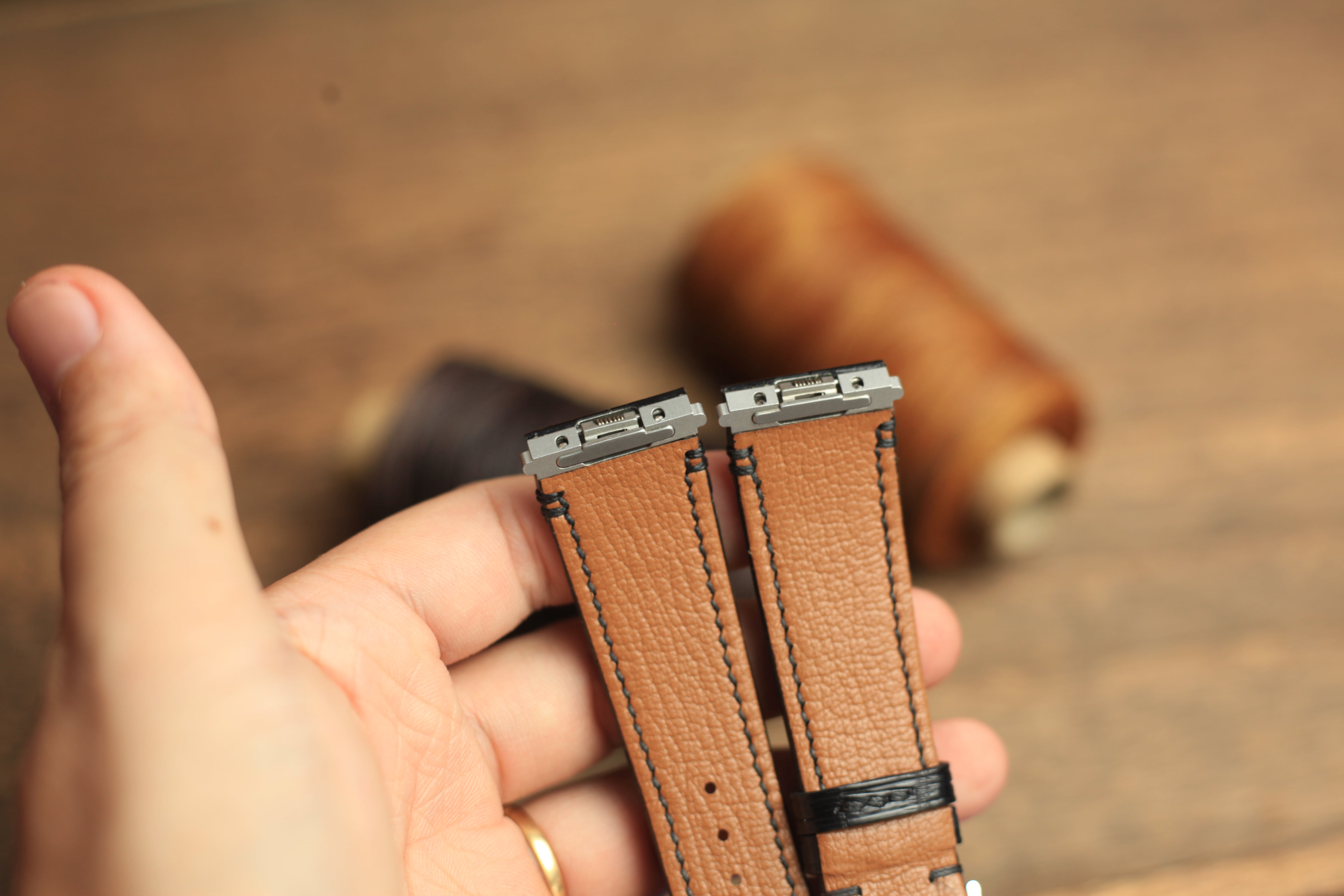 Black Alligator Leather Santos De Cartier Watch Strap