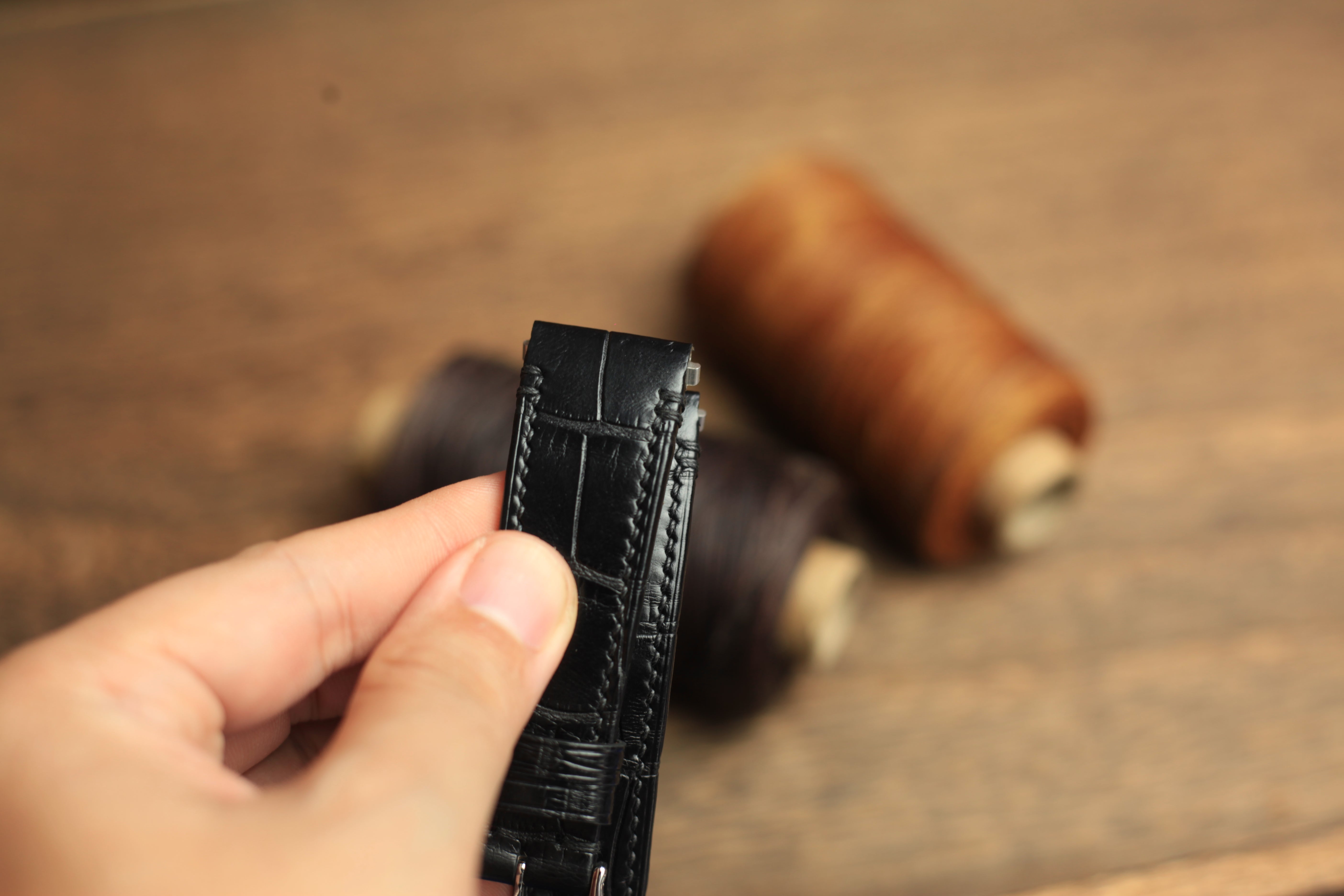 Black Alligator Leather Santos De Cartier Watch Strap