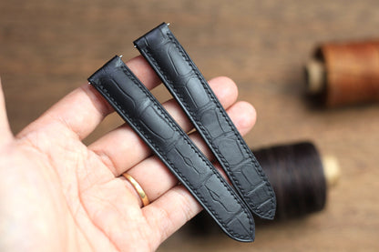 Matte Black Alligator Leather Cartier Watch Strap