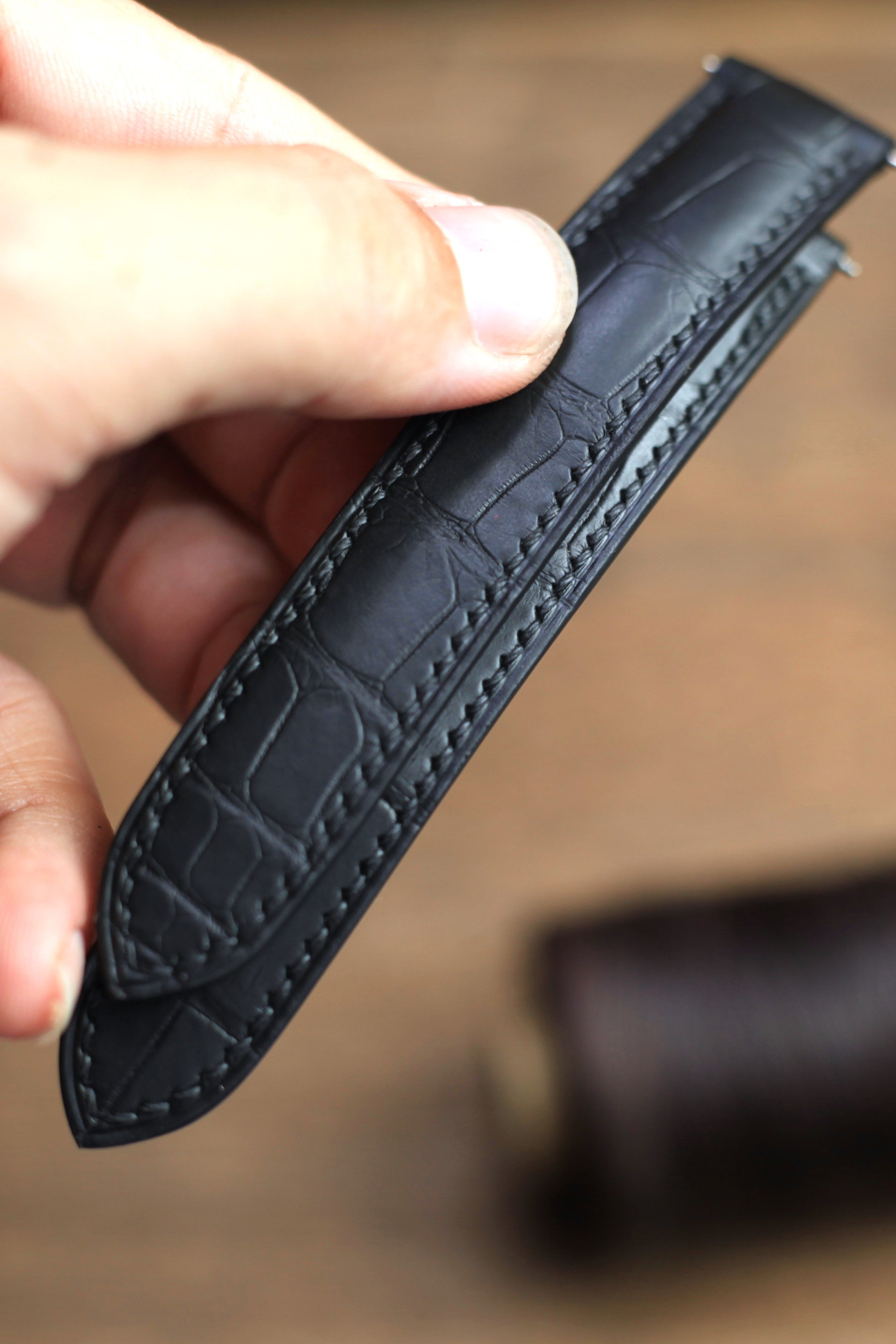 Matte Black Alligator Leather Cartier Watch Strap