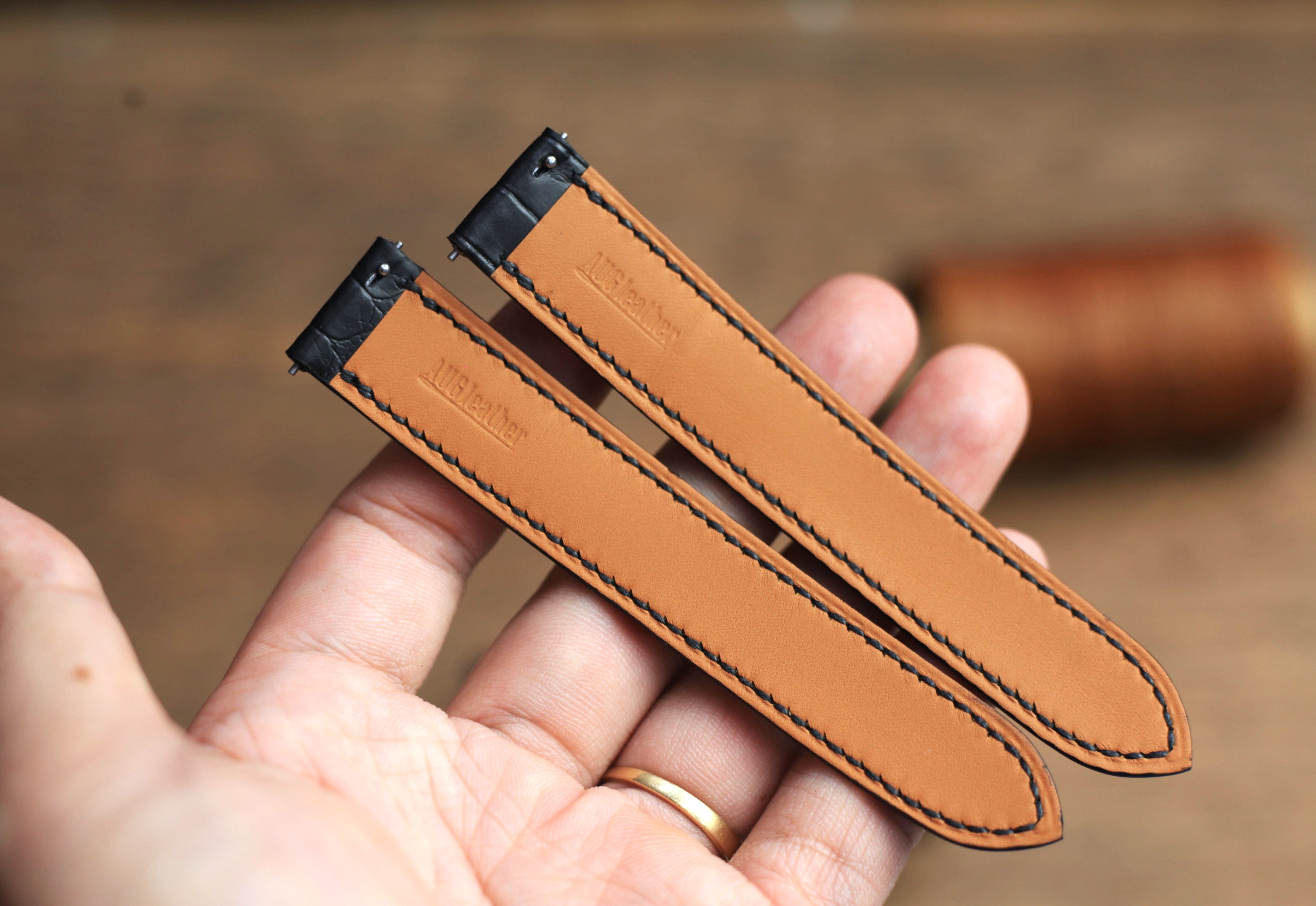 Matte Black Alligator Leather Cartier Watch Strap