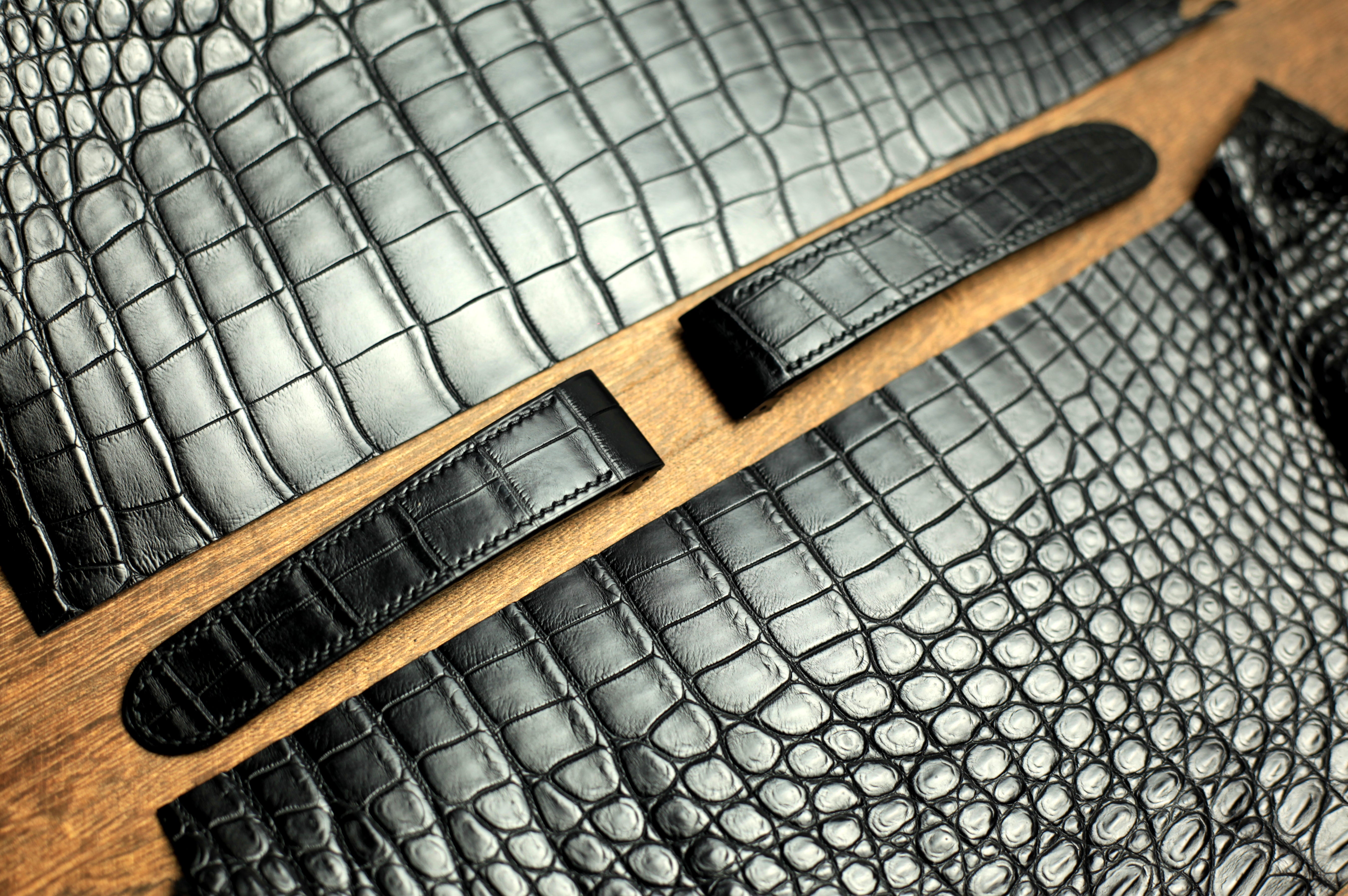 Black Alligator Leather Cartier Santos 100 Watch Strap