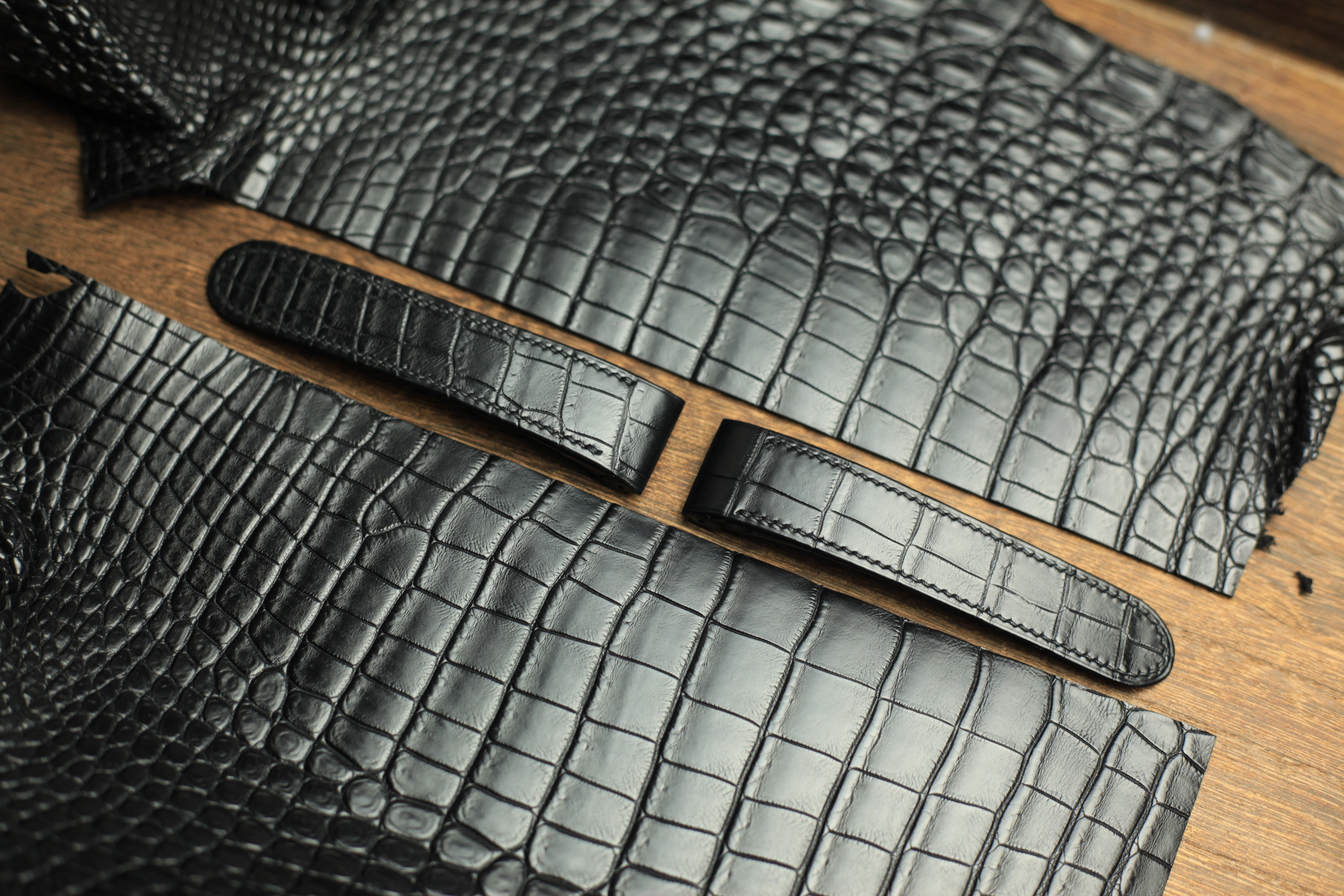 Black Alligator Leather Cartier Santos 100 Watch Strap