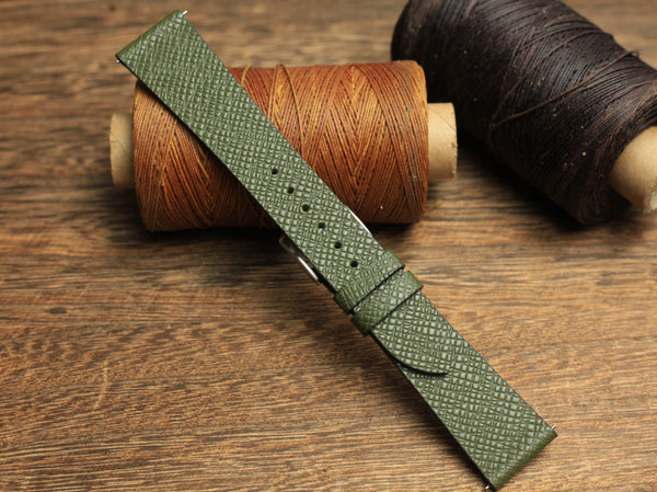 Taiga Olive Green Watch Strap Less Stitching, Quick release