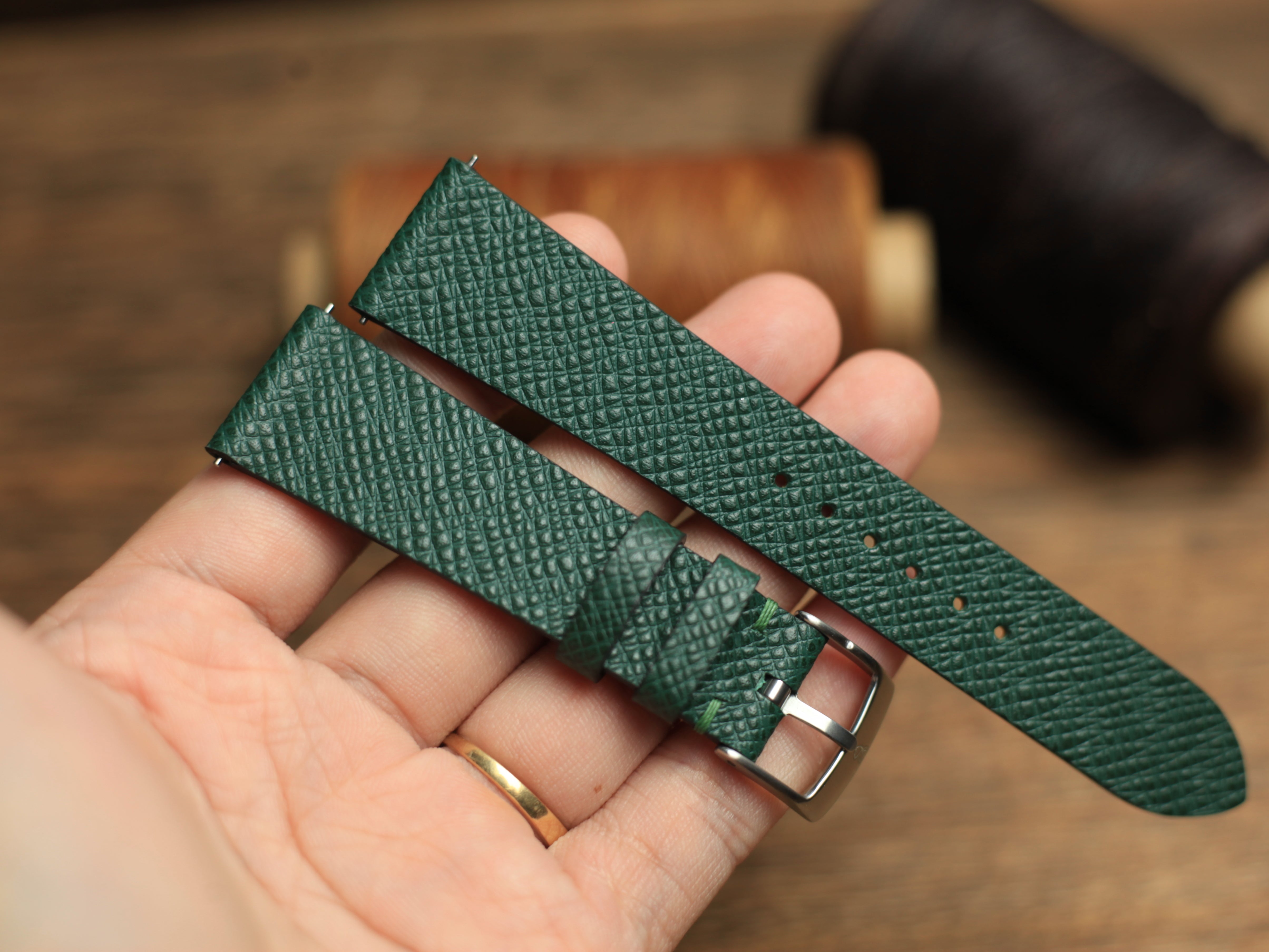 Taiga Forest Green Watch Strap Less Stitching, Quick release