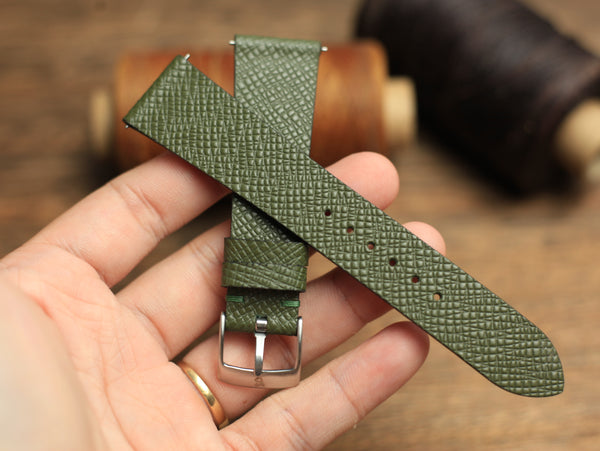 Taiga Olive Green Watch Strap Less Stitching, Quick release
