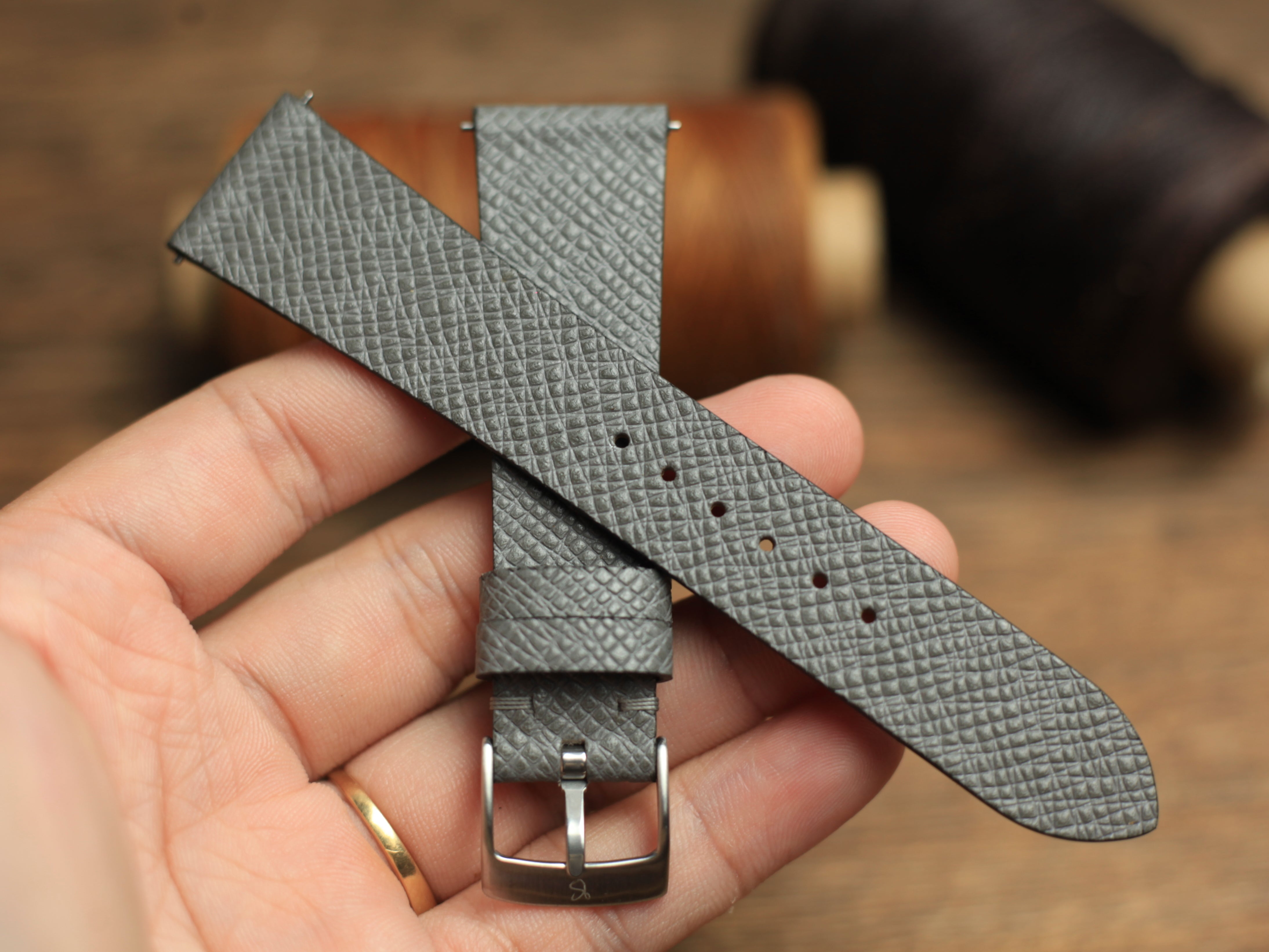 Taiga Grey Watch Strap Less Stitching, Quick release