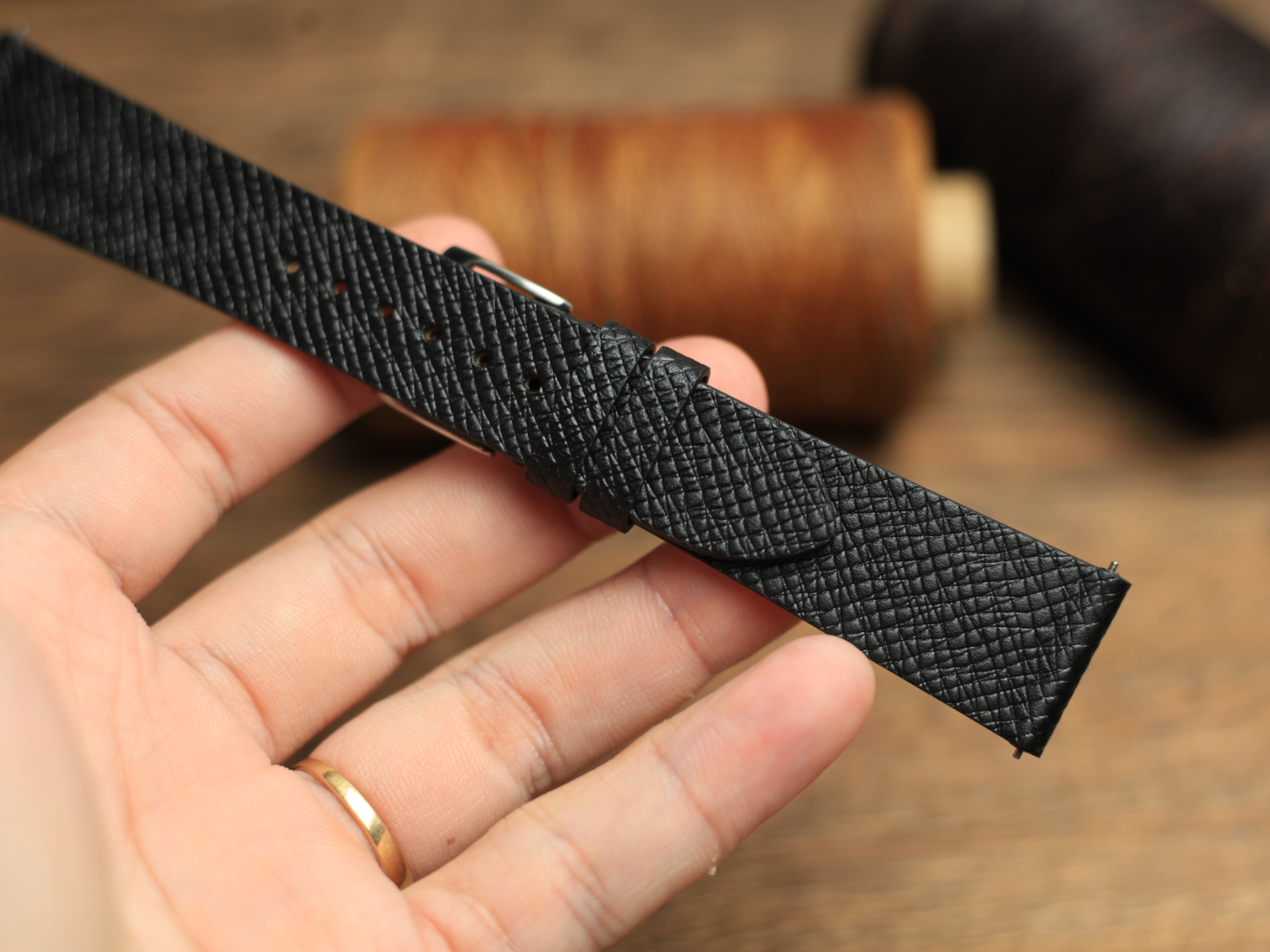 Taiga Black Watch Strap Less Stitching, Quick release