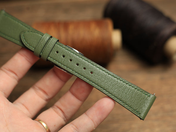 Chervè Olive Green Handmde Watch Strap , Quick release