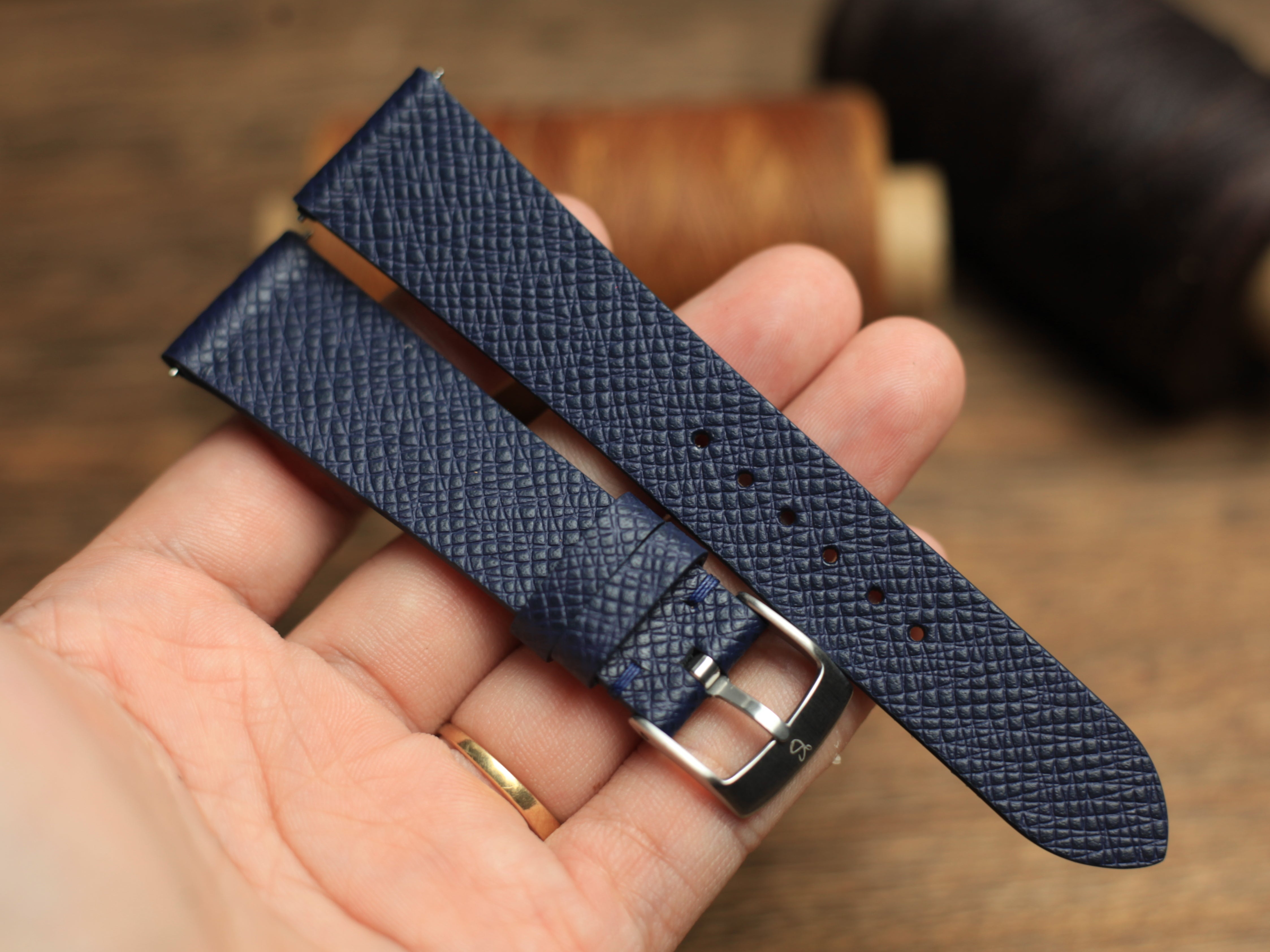 Taiga Dark Blue Watch Strap Less Stitching, Quick release