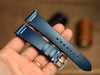 Row-Stitch Buttero Blue Leather Handmade Watch Strap, Quick Release Spring Bar