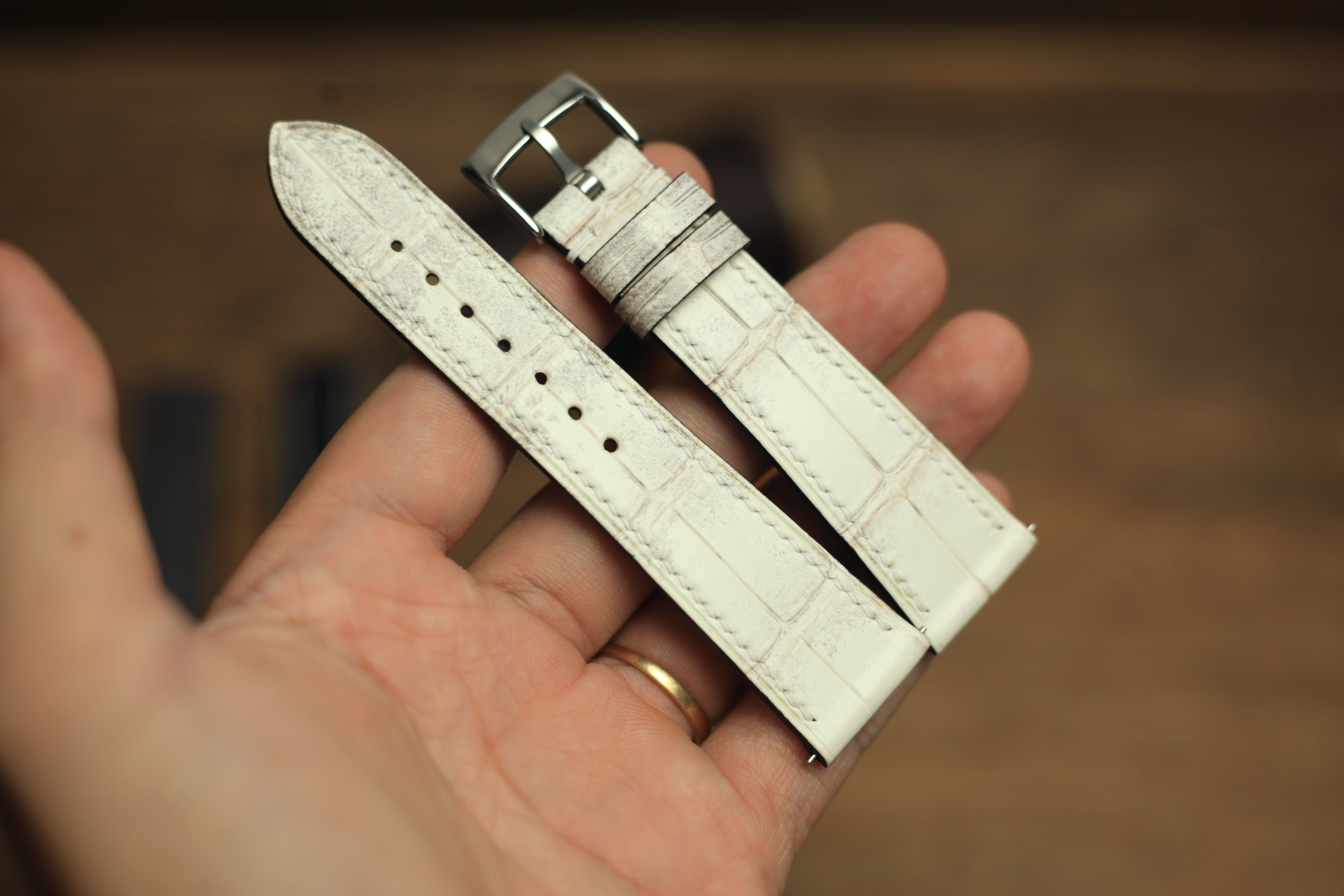 Genuine Himalayan Alligator Leather, Handmade Watch Strap