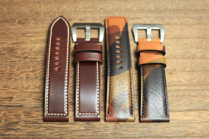 Handmade Burgundy Shell Cordovan Panerai Watch Strap