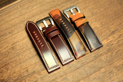 Handmade Burgundy Shell Cordovan Panerai Watch Strap