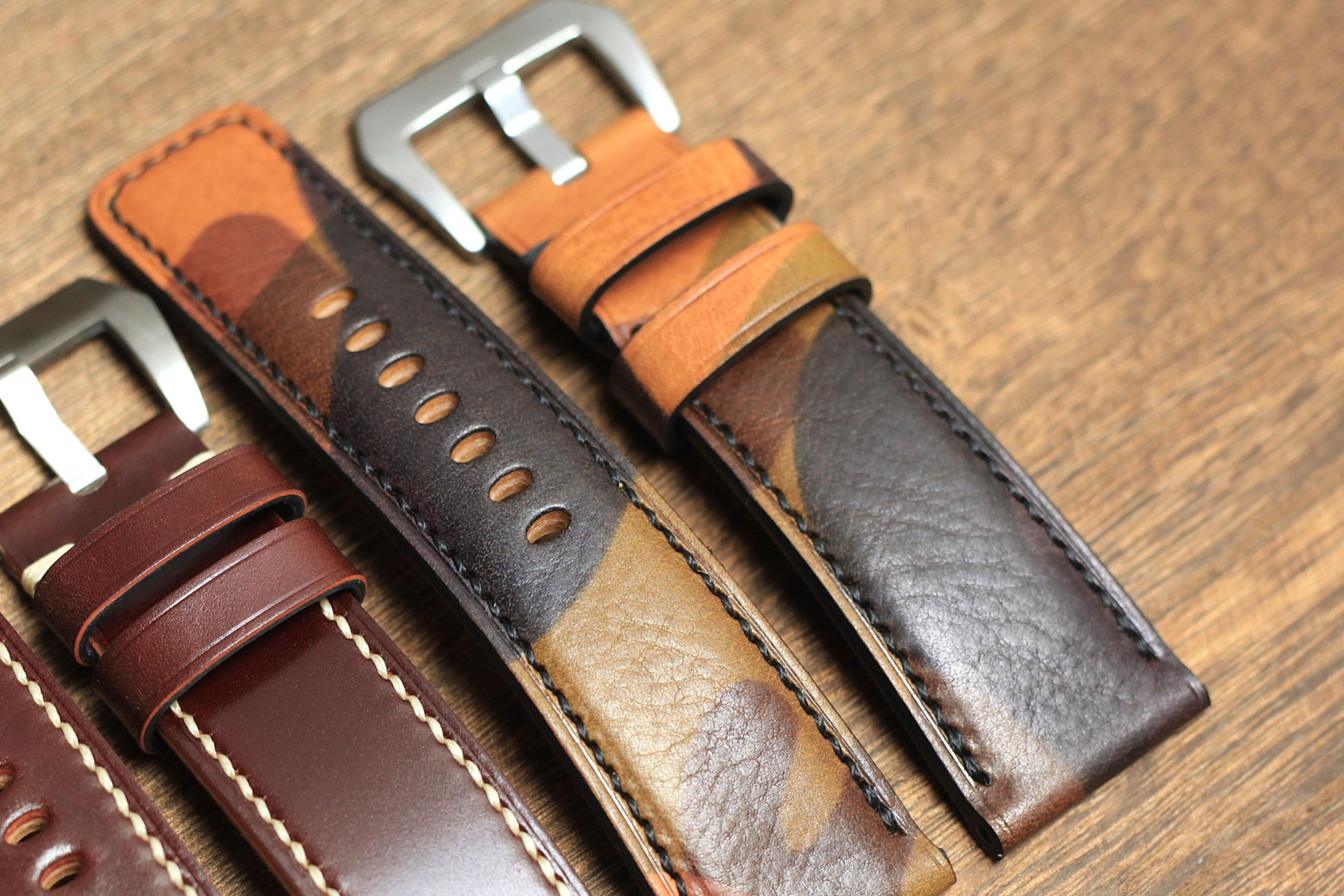 Camo Vegtan Leather Watch Strap
