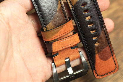 Camo Vegtan Leather Watch Strap