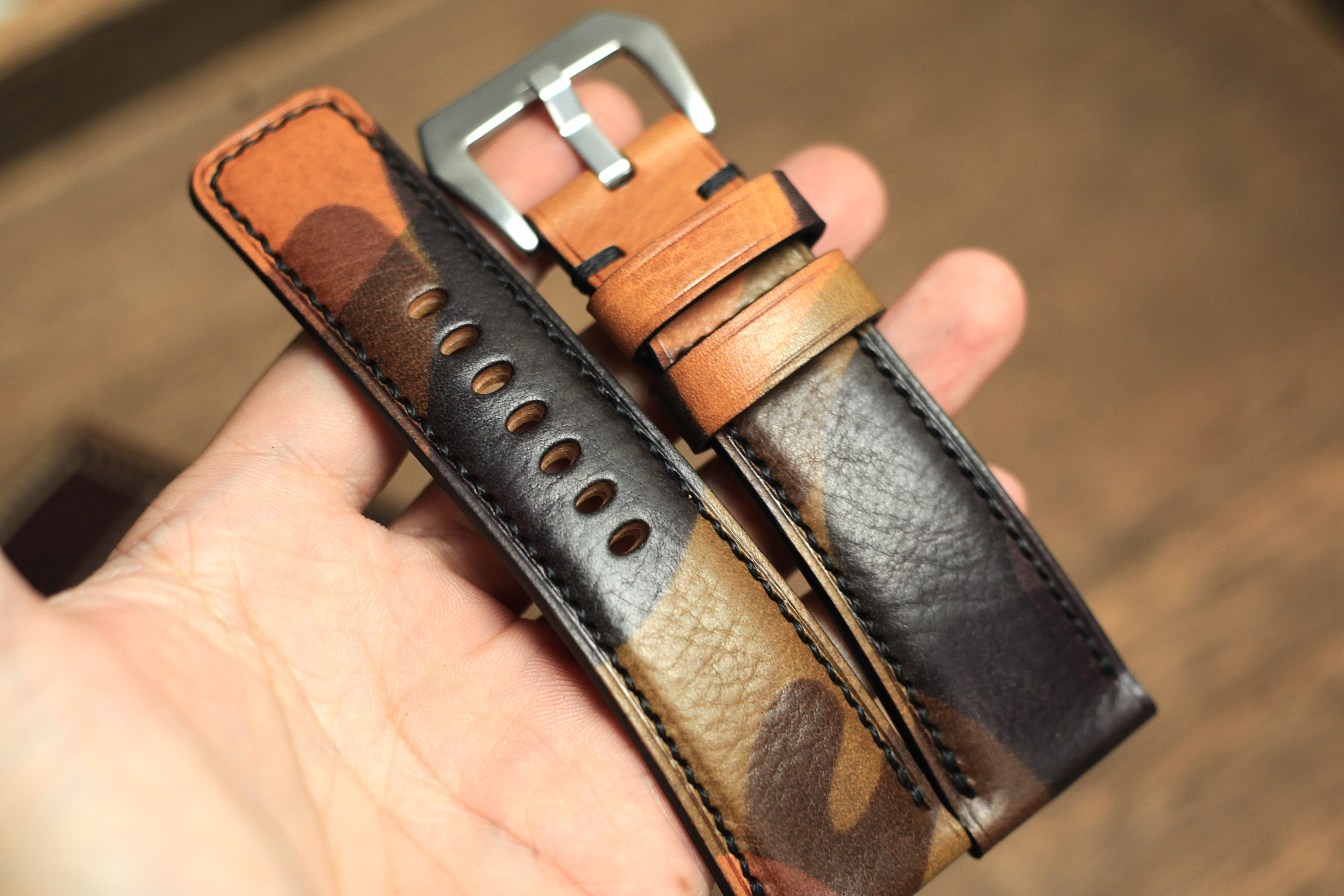 Camo Vegtan Leather Watch Strap