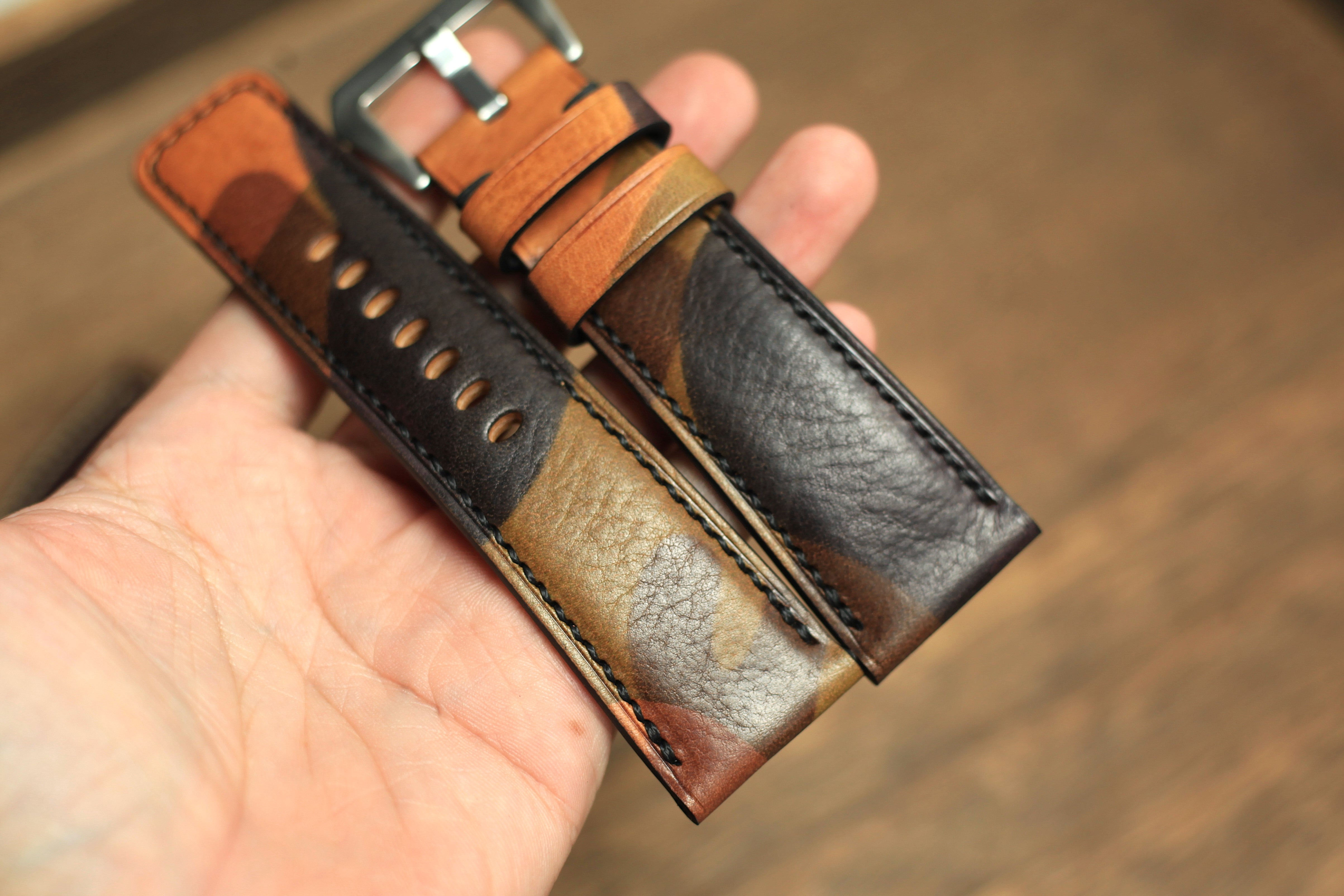 Camo Vegtan Leather Watch Strap