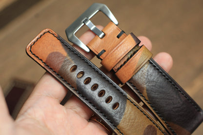 Camo Vegtan Leather Watch Strap