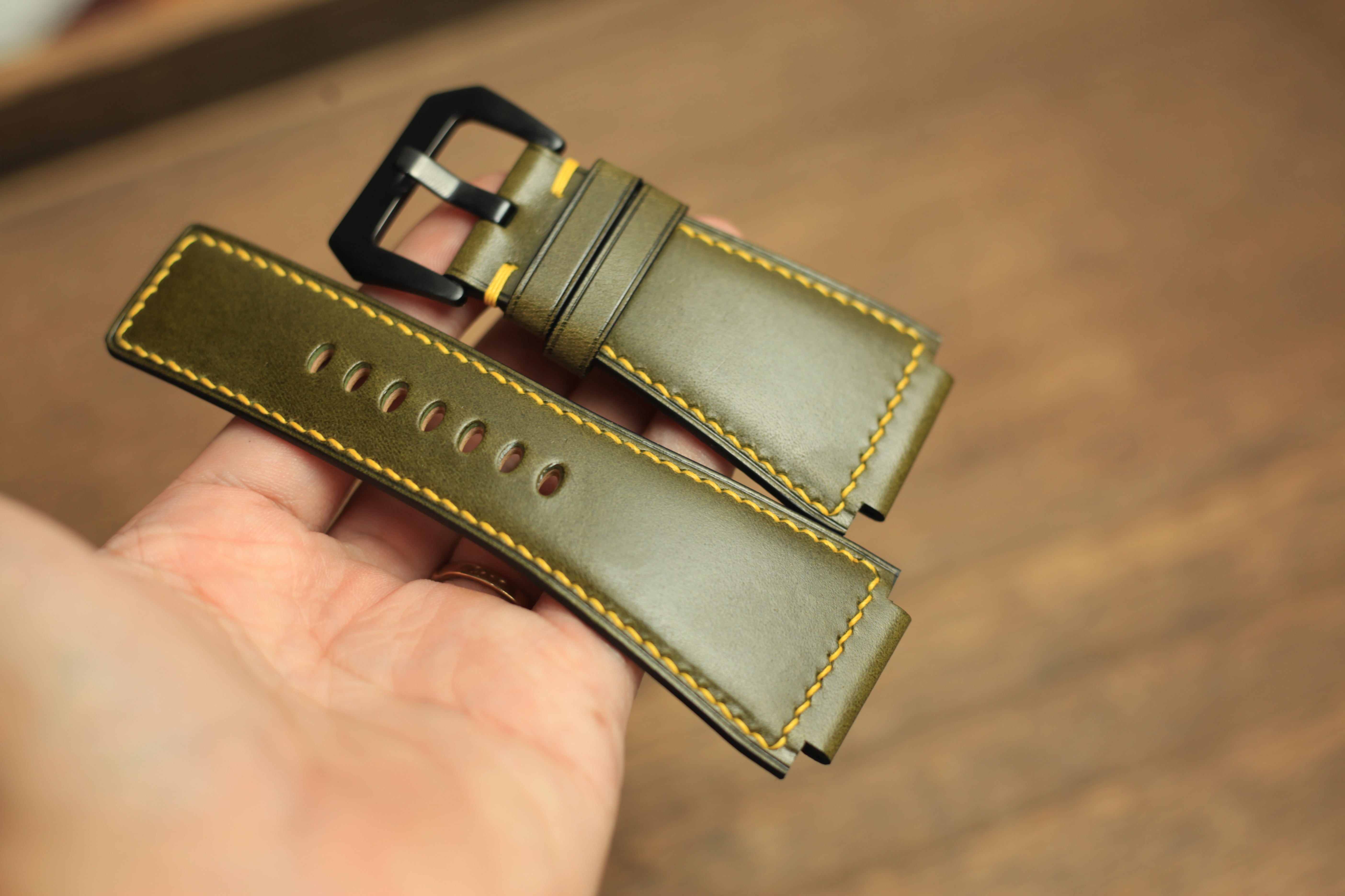 Olive Shell Cordovan Strap for Bell & Ross BR03-92