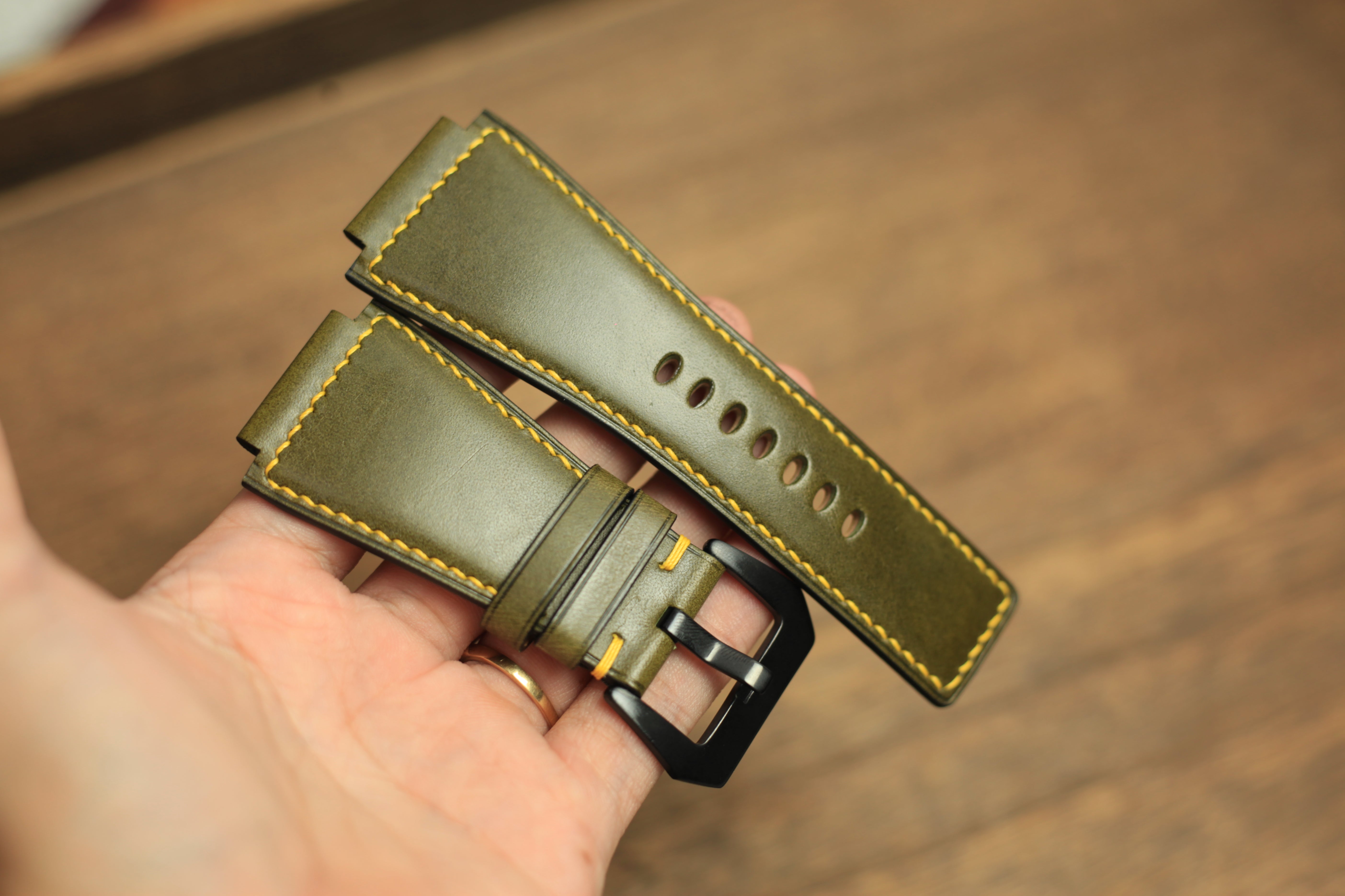 Olive Shell Cordovan Strap for Bell & Ross BR03-92