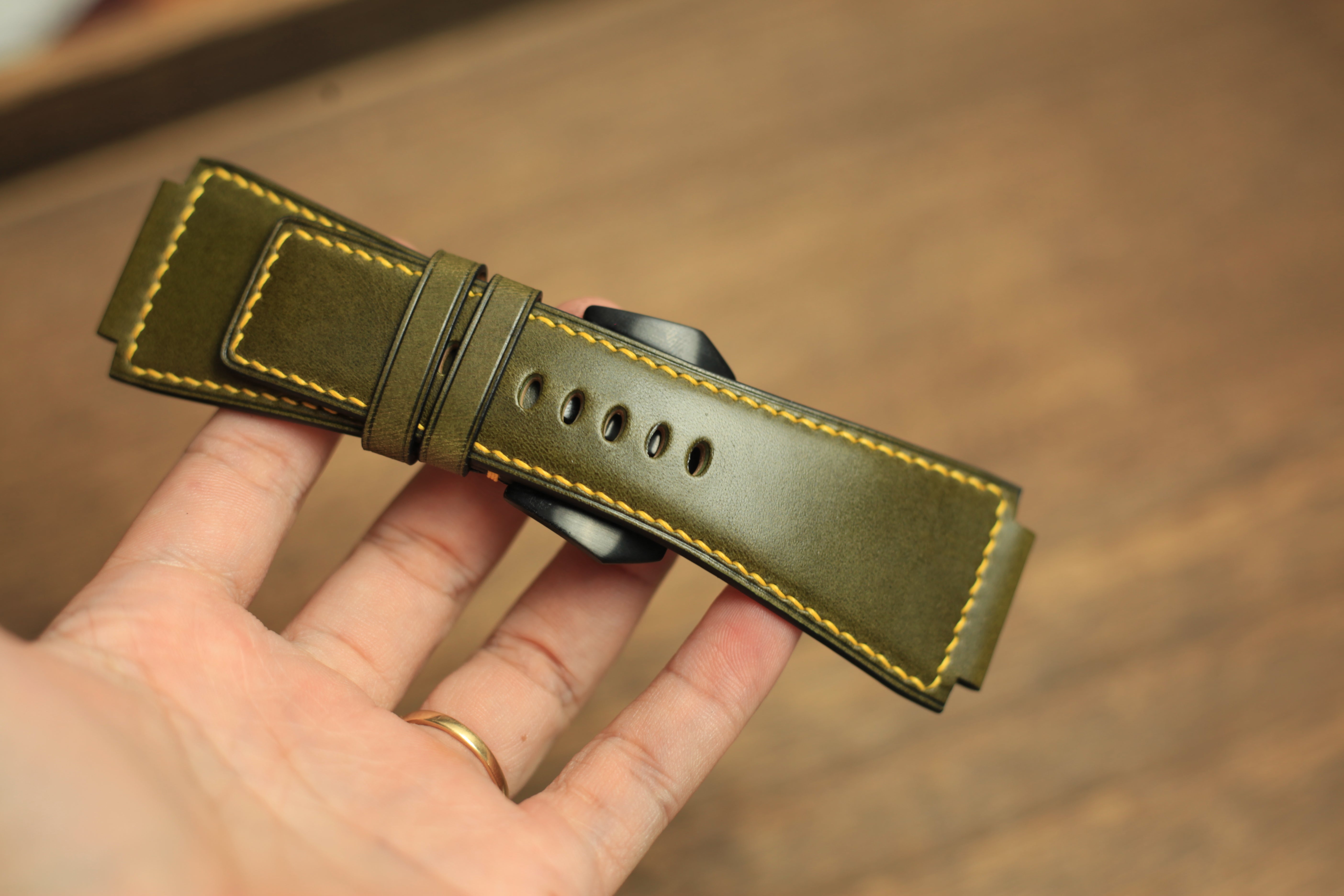 Olive Shell Cordovan Strap for Bell & Ross BR03-92