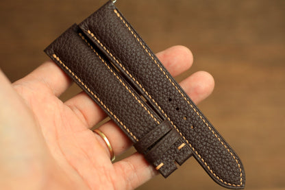 Togo Chocolate Brown Leather Quick Release Watch Strap