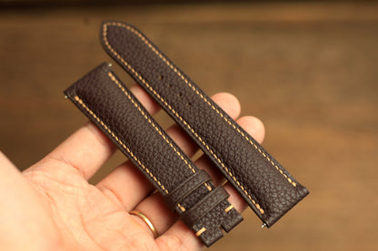 Togo Chocolate Brown Leather Quick Release Watch Strap