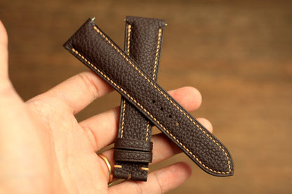 Togo Chocolate Brown Leather Quick Release Watch Strap