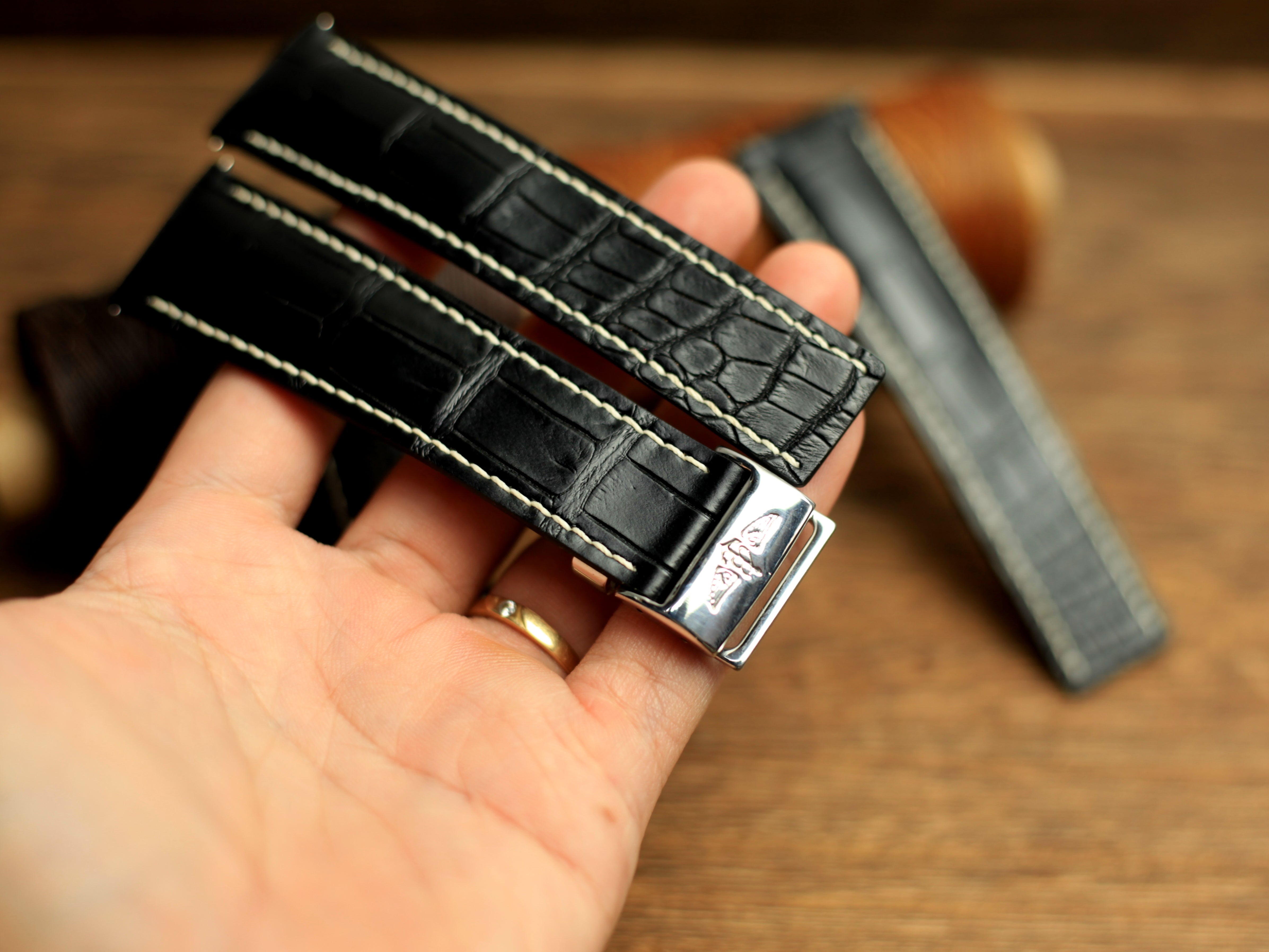 Alligator Strap For Breitling Watches, Handmade Watch Band