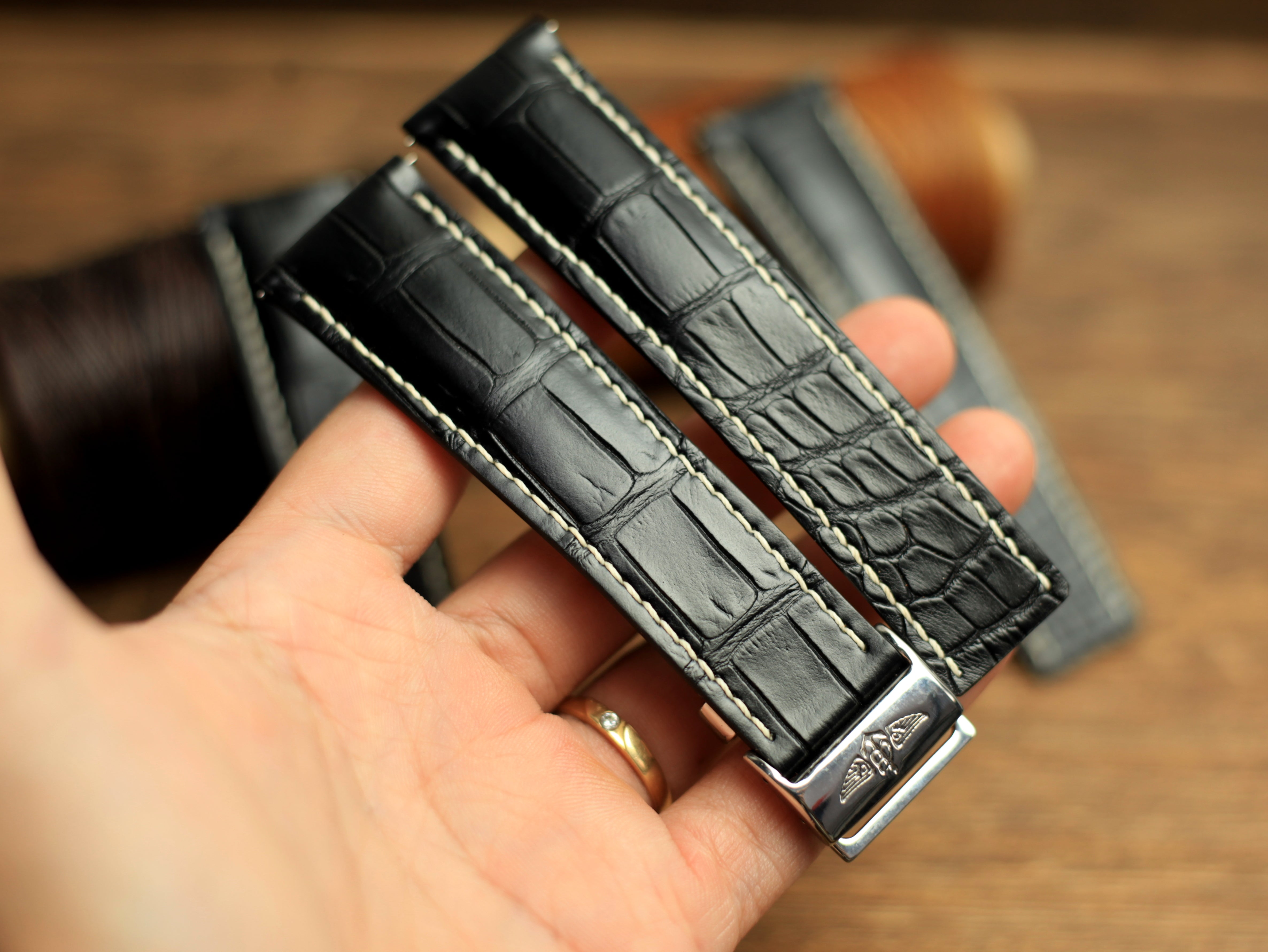 Alligator Strap For Breitling Watches, Handmade Watch Band